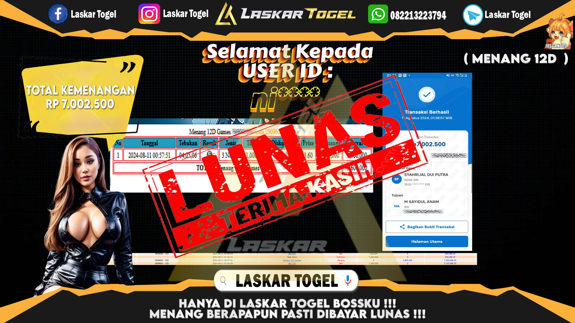 LASKARTOGEL JACKPOT TOGEL TOTO MACAU Rp.5.000.000.,- LUNAS