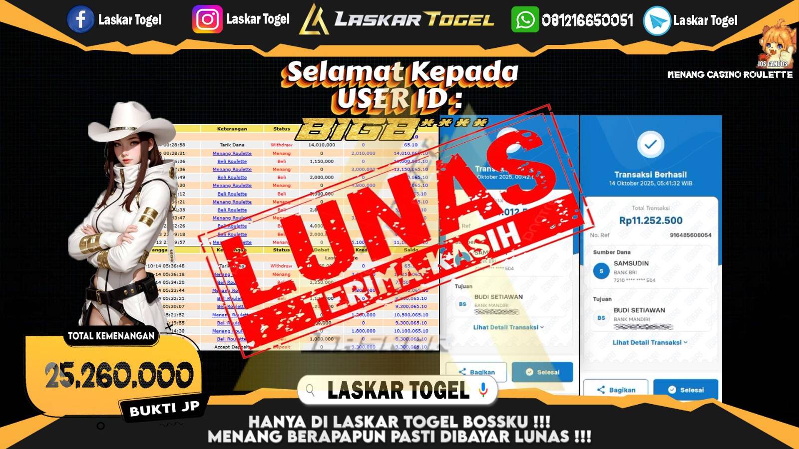 LASKARTOGEL JACKPOT CASINO ROULETTE Rp.25.260.000,- LUNAS