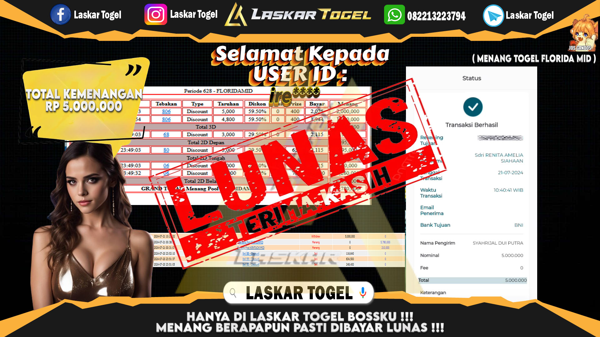 LASKARTOGEL JACKPOT TOGEL TOTO MACAU Rp.5.000.000.,- LUNAS