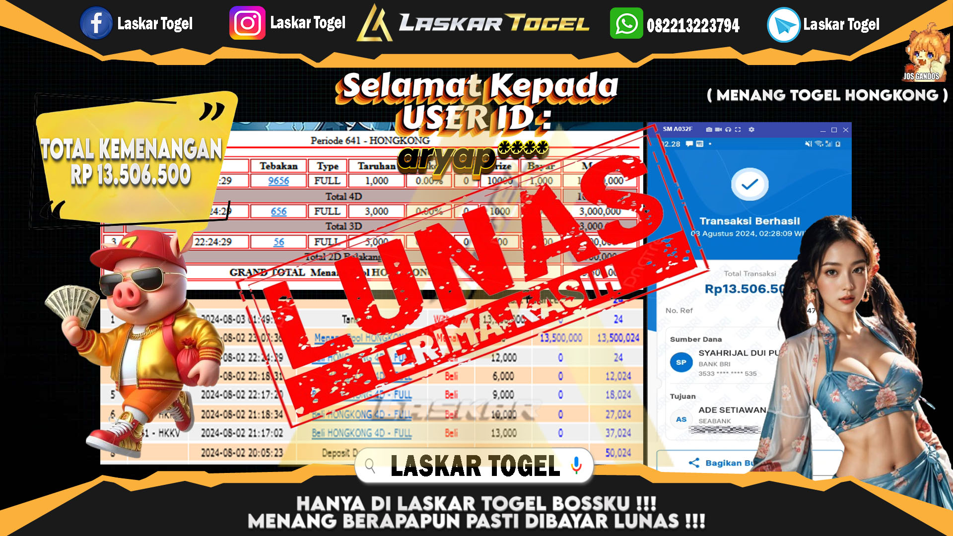 LASKARTOGEL JACKPOT TOGEL TOTO MACAU Rp.5.000.000.,- LUNAS