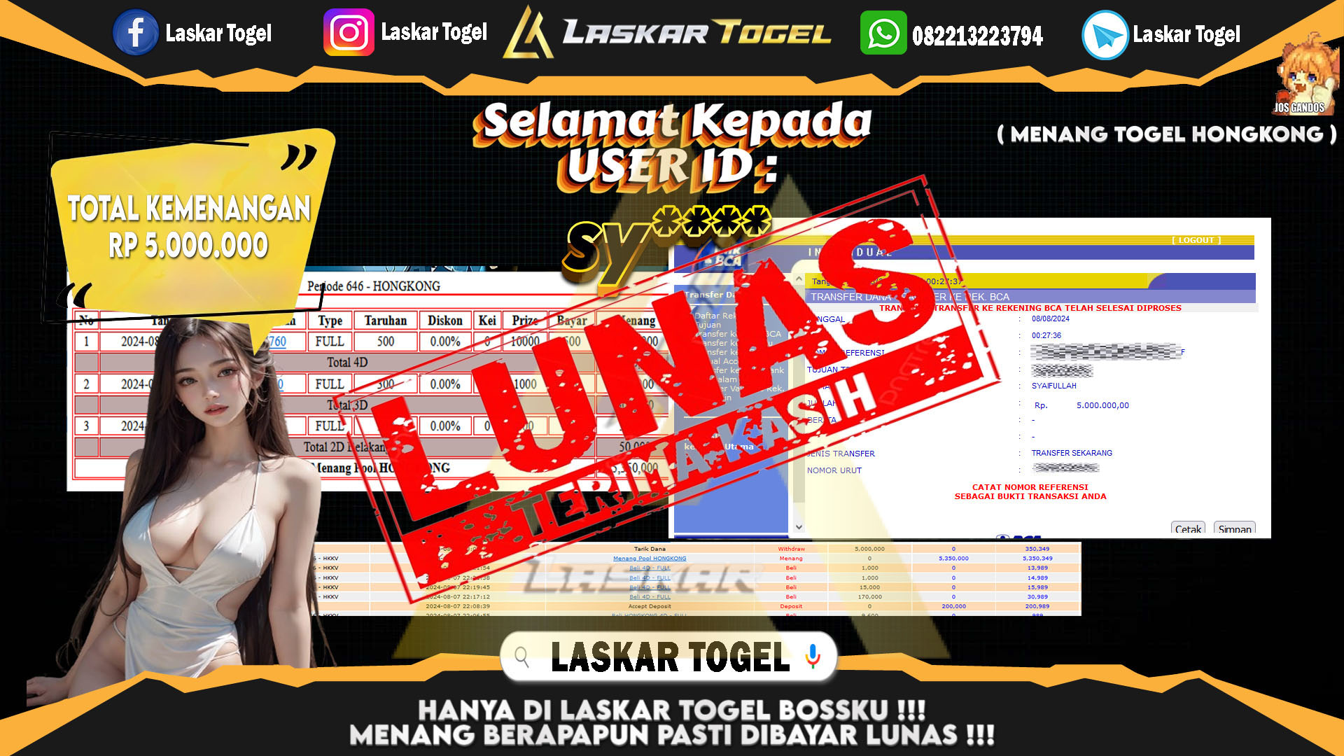 LASKARTOGEL JACKPOT TOGEL TOTO MACAU Rp.5.000.000.,- LUNAS