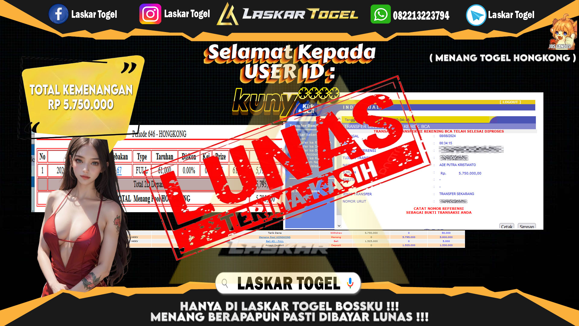 LASKARTOGEL JACKPOT TOGEL TOTO MACAU Rp.5.000.000.,- LUNAS