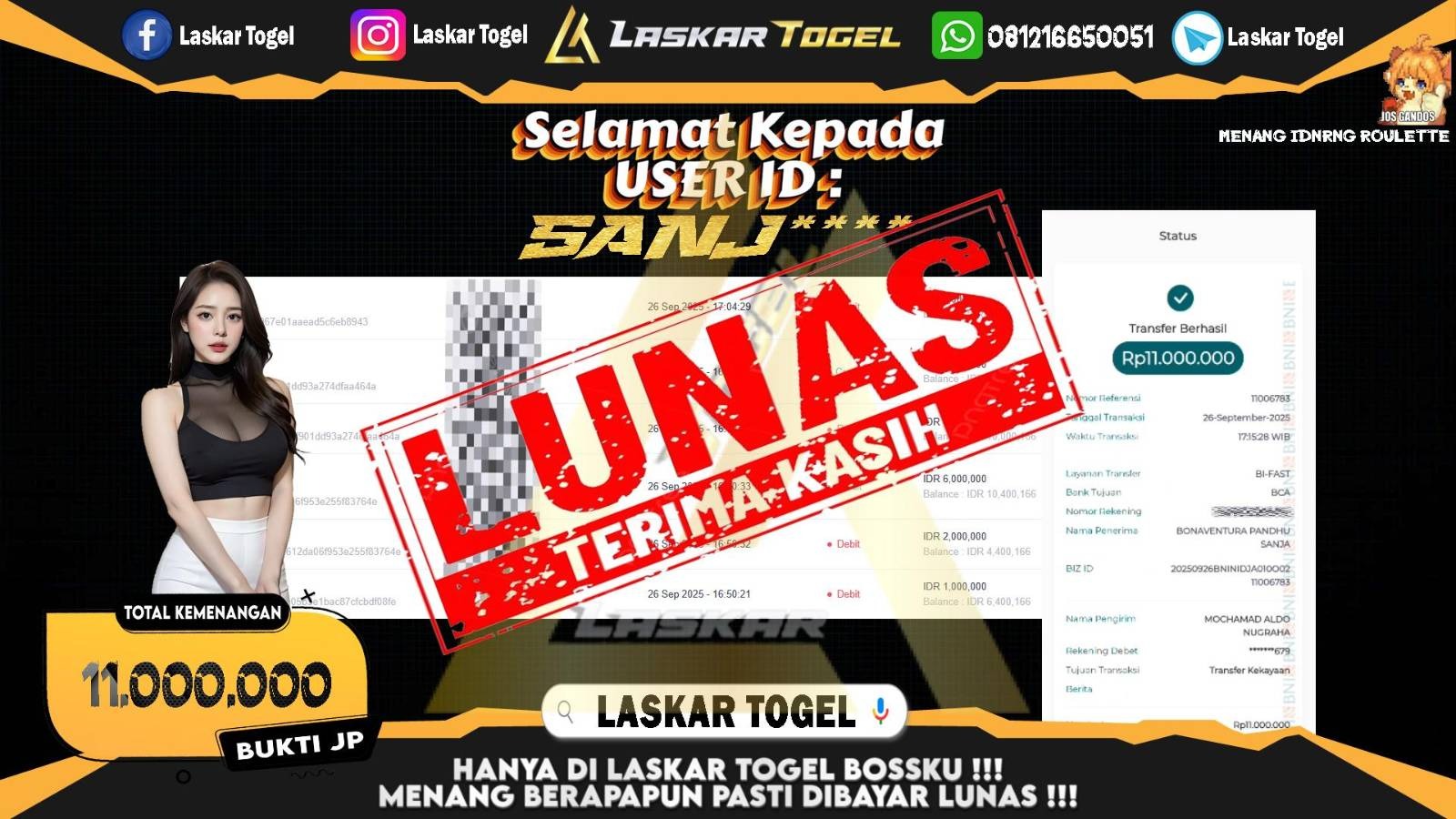 LASKARTOGEL JACKPOT IDN RNG ROULETTE Rp.11.000.000,- LUNAS