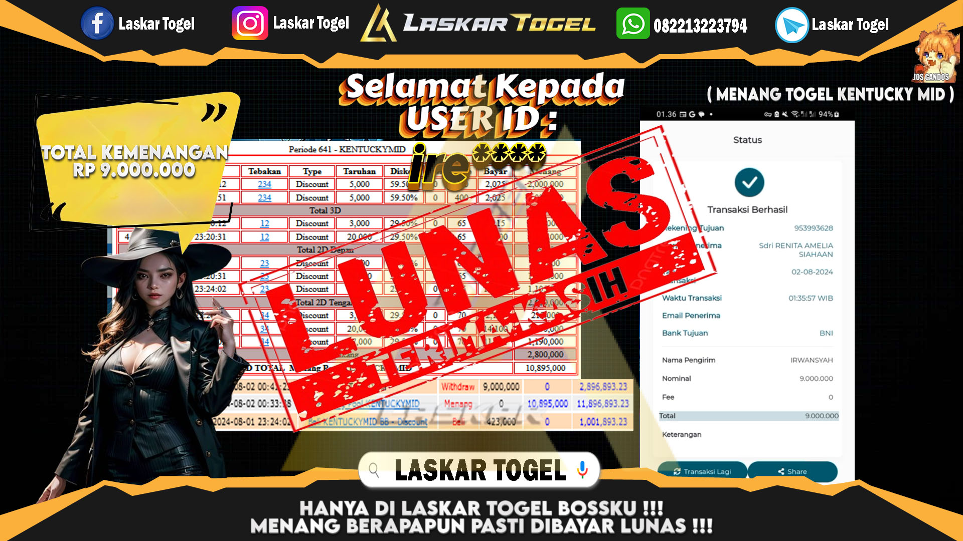 LASKARTOGEL JACKPOT TOGEL TOTO MACAU Rp.5.000.000.,- LUNAS
