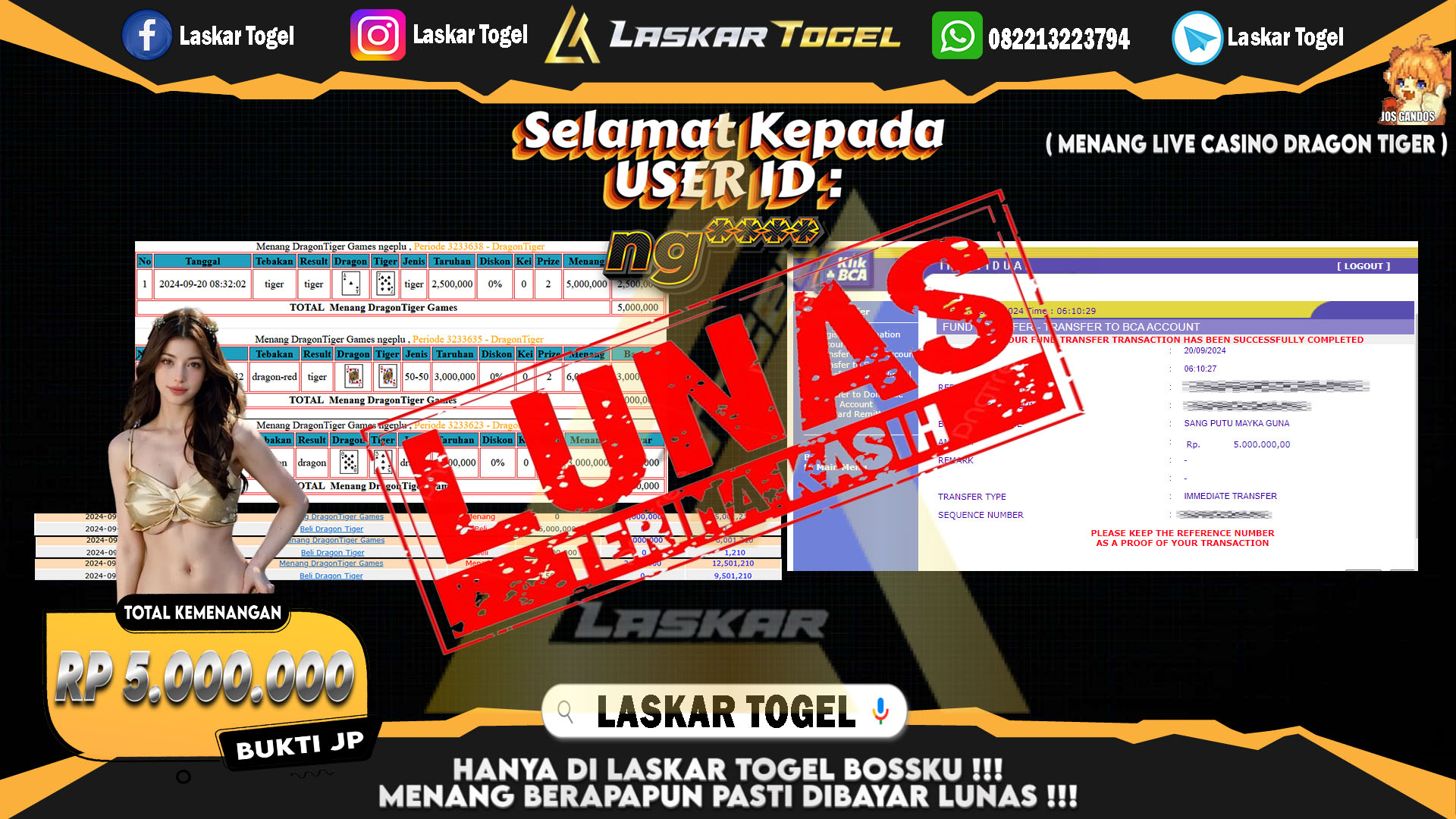 LASKARTOGEL JACKPOT TOGEL TOTO MACAU Rp.5.000.000.,- LUNAS