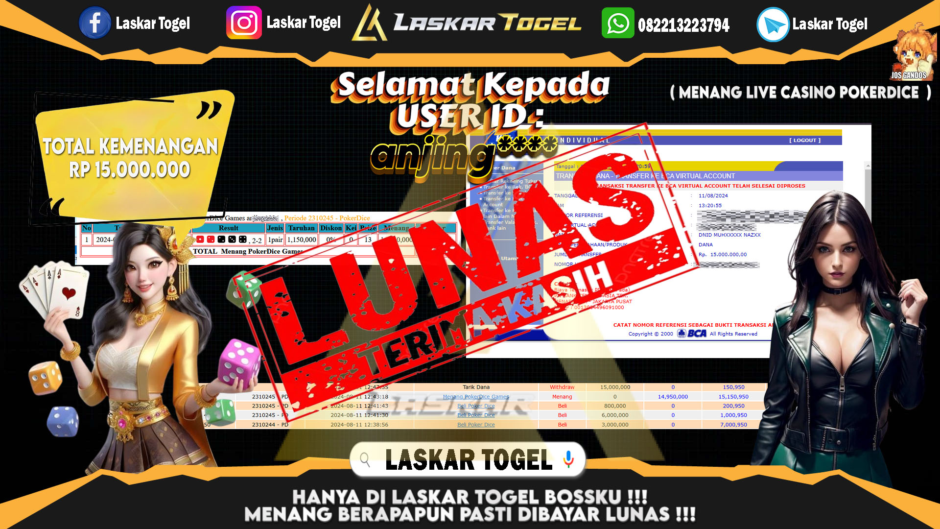 LASKARTOGEL JACKPOT TOGEL TOTO MACAU Rp.5.000.000.,- LUNAS