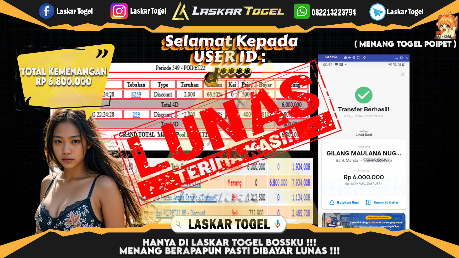 LASKARTOGEL JACKPOT TOGEL TOTO MACAU Rp.5.000.000.,- LUNAS