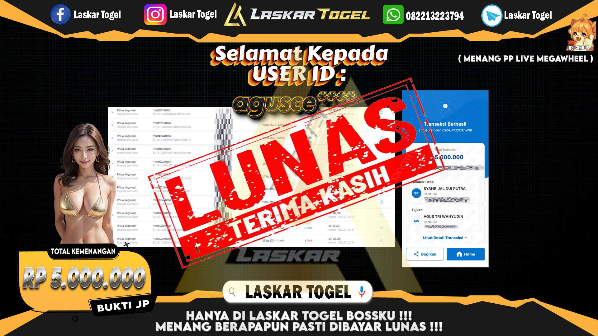 LASKARTOGEL JACKPOT TOGEL TOTO MACAU Rp.5.000.000.,- LUNAS