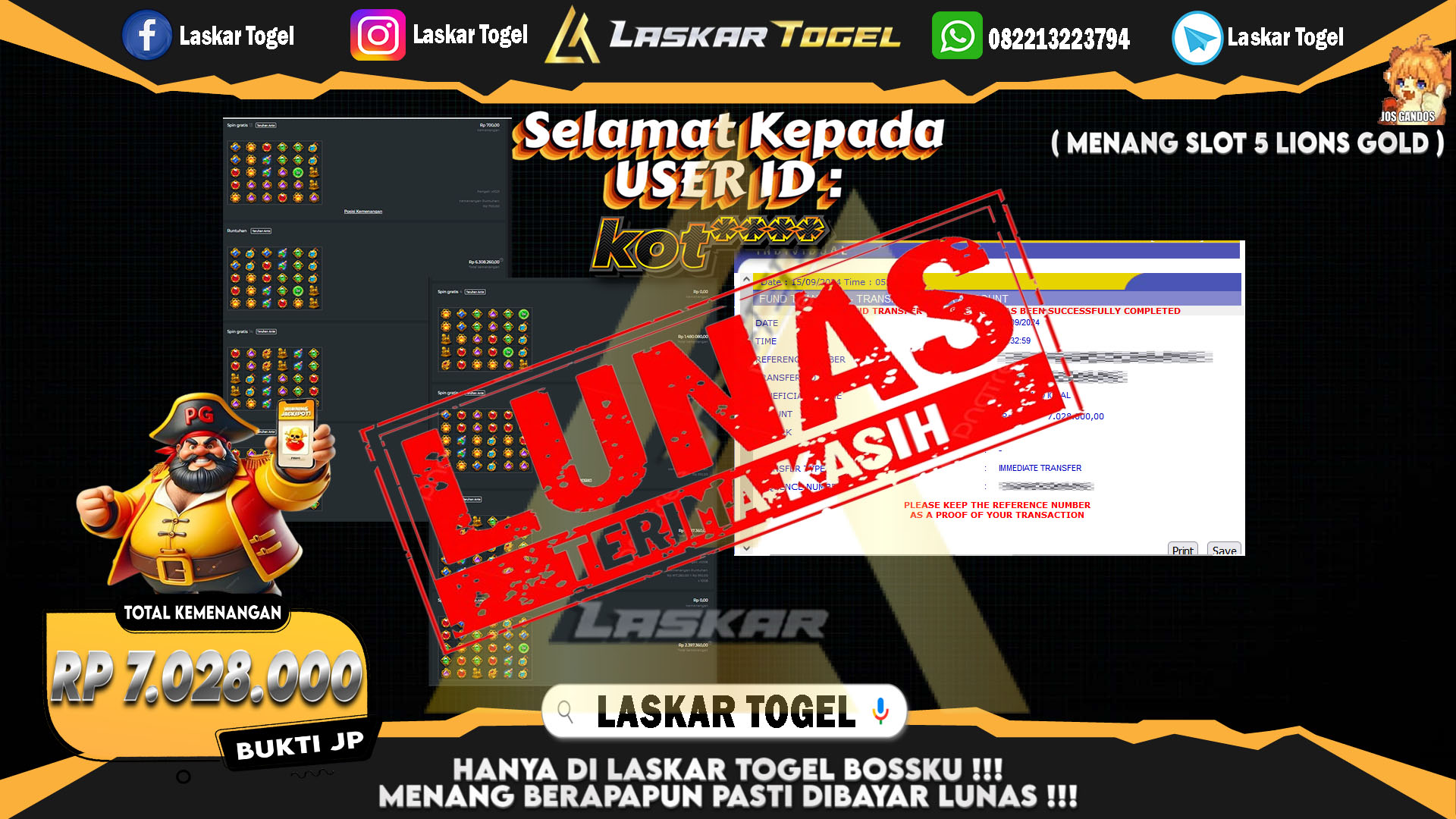 LASKARTOGEL JACKPOT TOGEL TOTO MACAU Rp.5.000.000.,- LUNAS