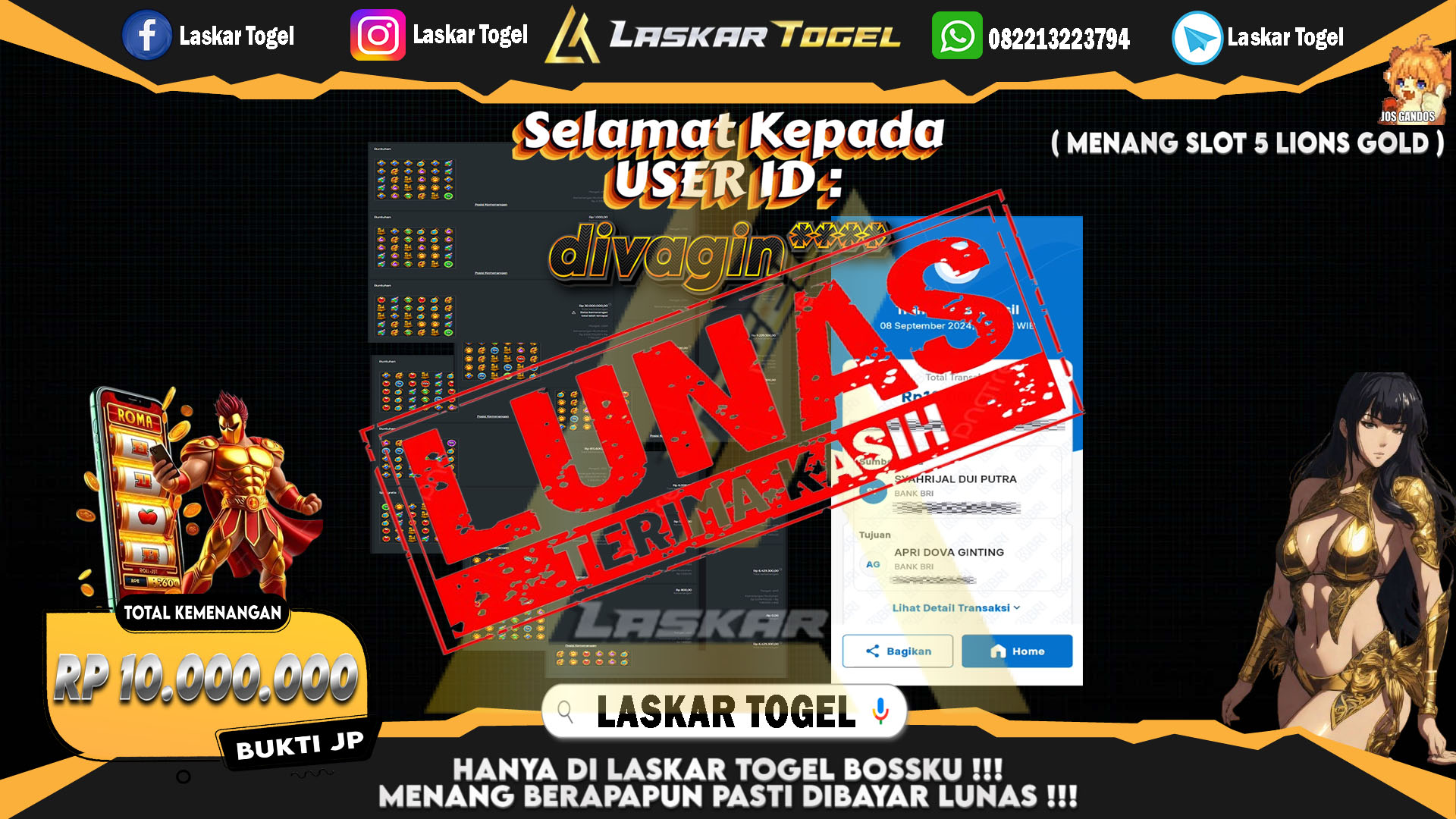 LASKARTOGEL JACKPOT TOGEL TOTO MACAU Rp.5.000.000.,- LUNAS