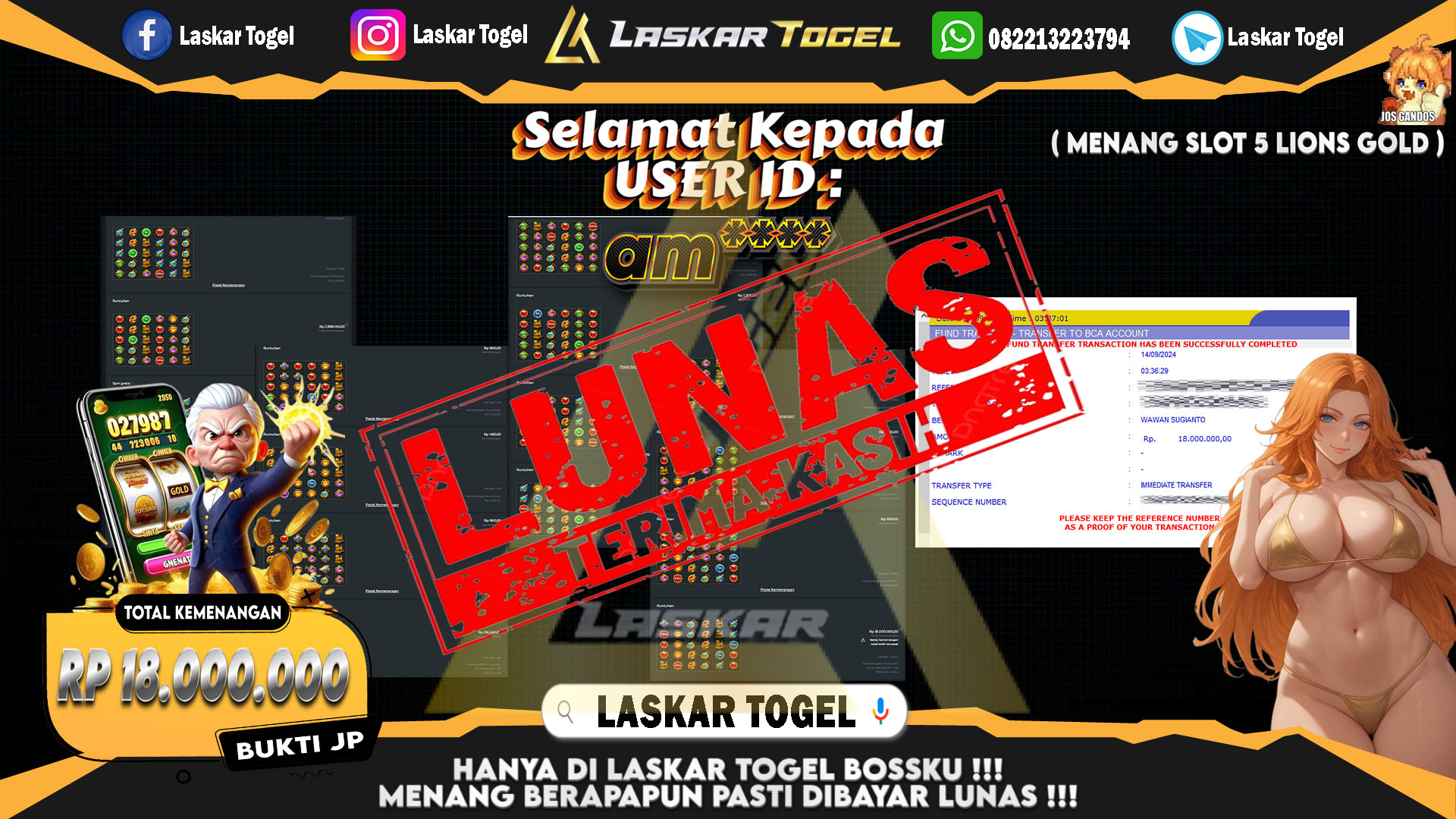 LASKARTOGEL JACKPOT TOGEL TOTO MACAU Rp.5.000.000.,- LUNAS