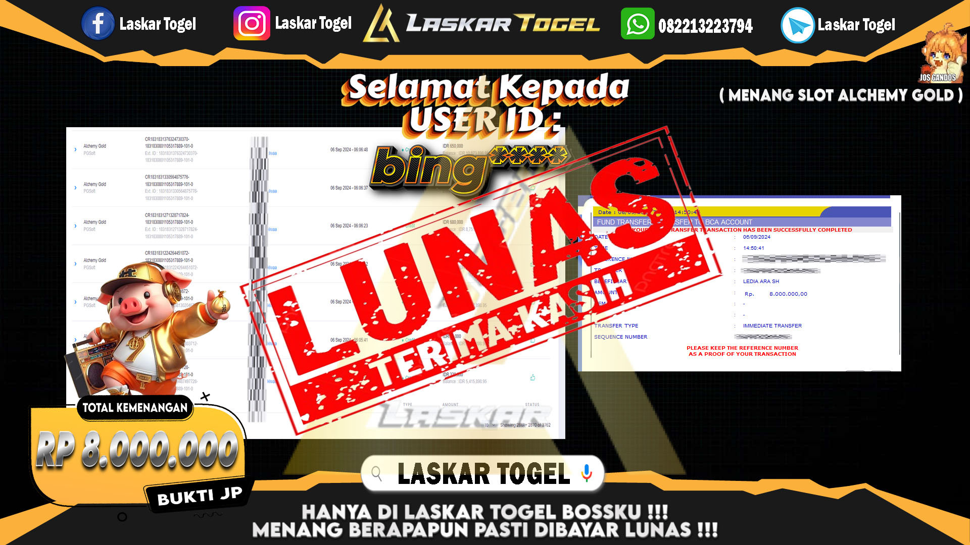 LASKARTOGEL JACKPOT TOGEL TOTO MACAU Rp.5.000.000.,- LUNAS