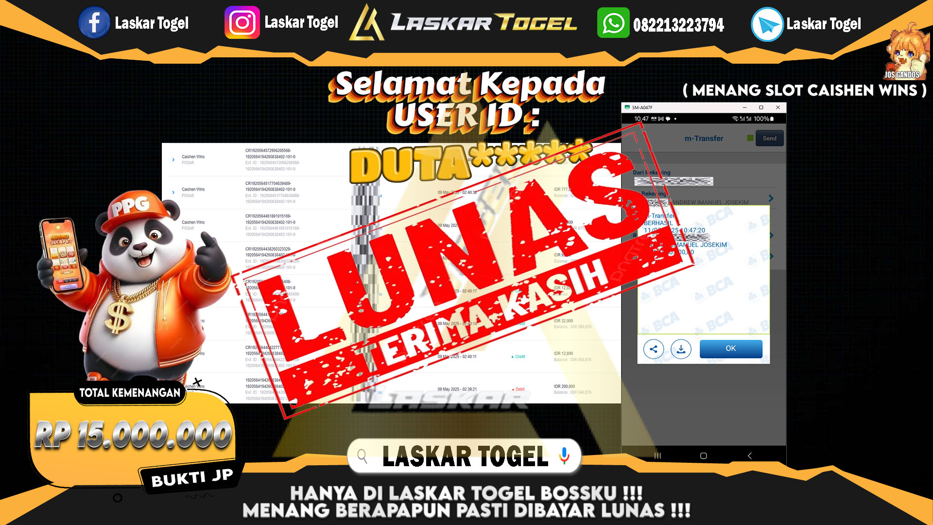 LASKARTOGEL JACKPOT SLOT MAHJONG WAYS Rp.10.000.000.,- LUNAS