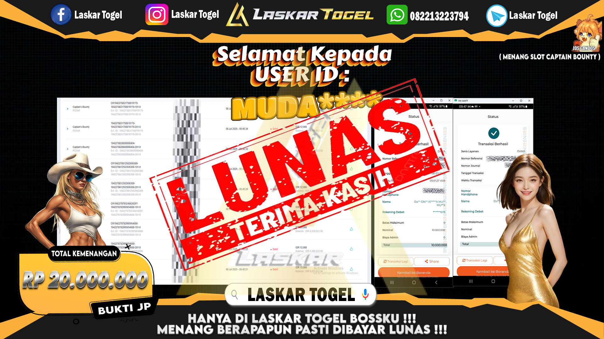 LASKARTOGEL JACKPOT SLOT CAPTAIN BOUNTY Rp.20.000.000.,- LUNAS