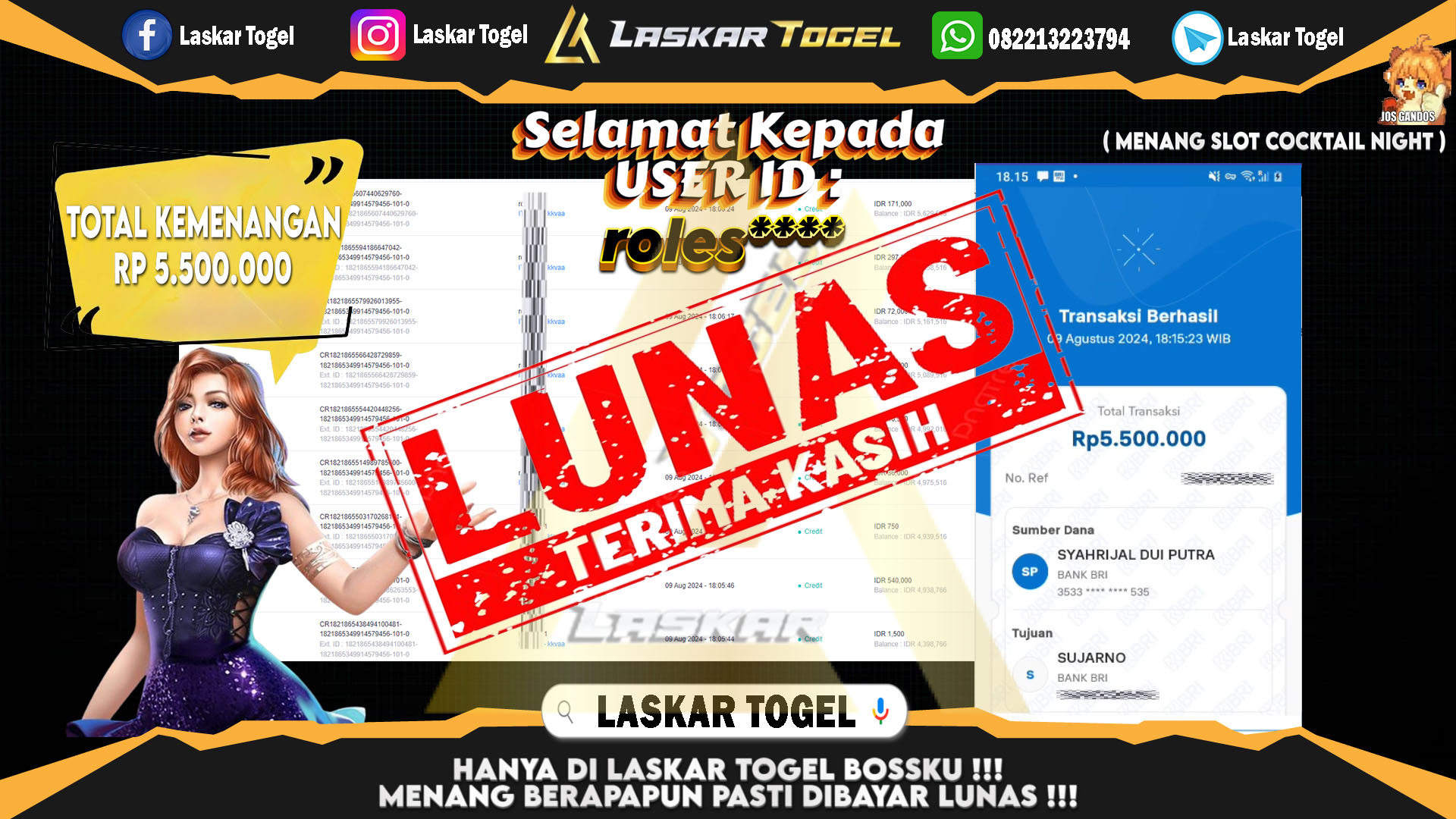 LASKARTOGEL JACKPOT TOGEL TOTO MACAU Rp.5.000.000.,- LUNAS