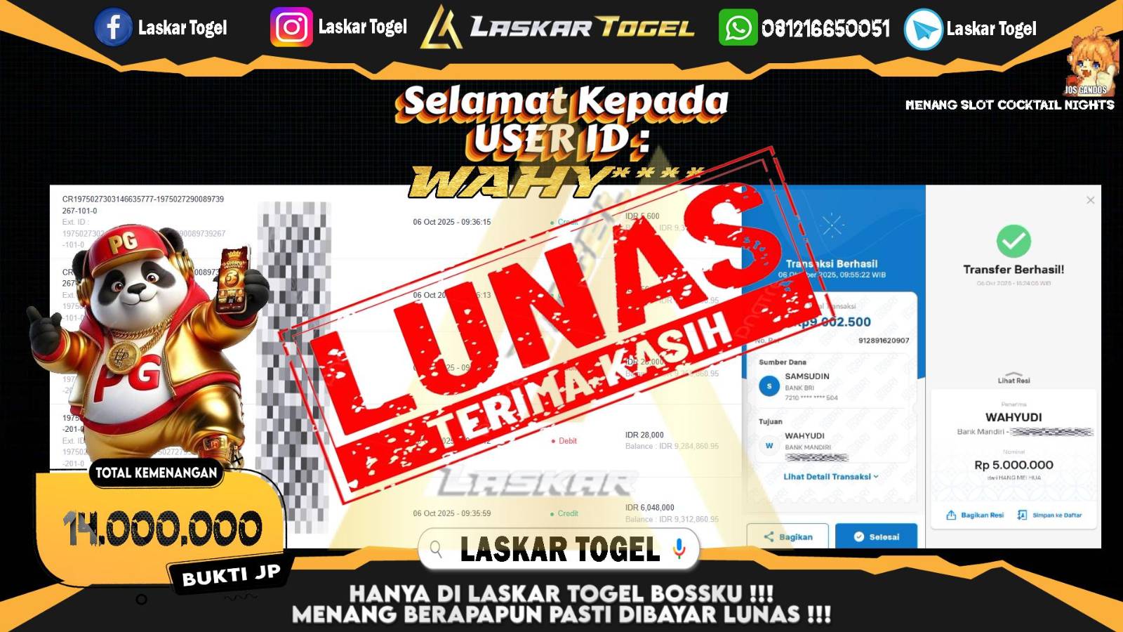 LASKARTOGEL JACKPOT SLOT COCKTAIL NIGHTS Rp.14.000.000,- LUNAS