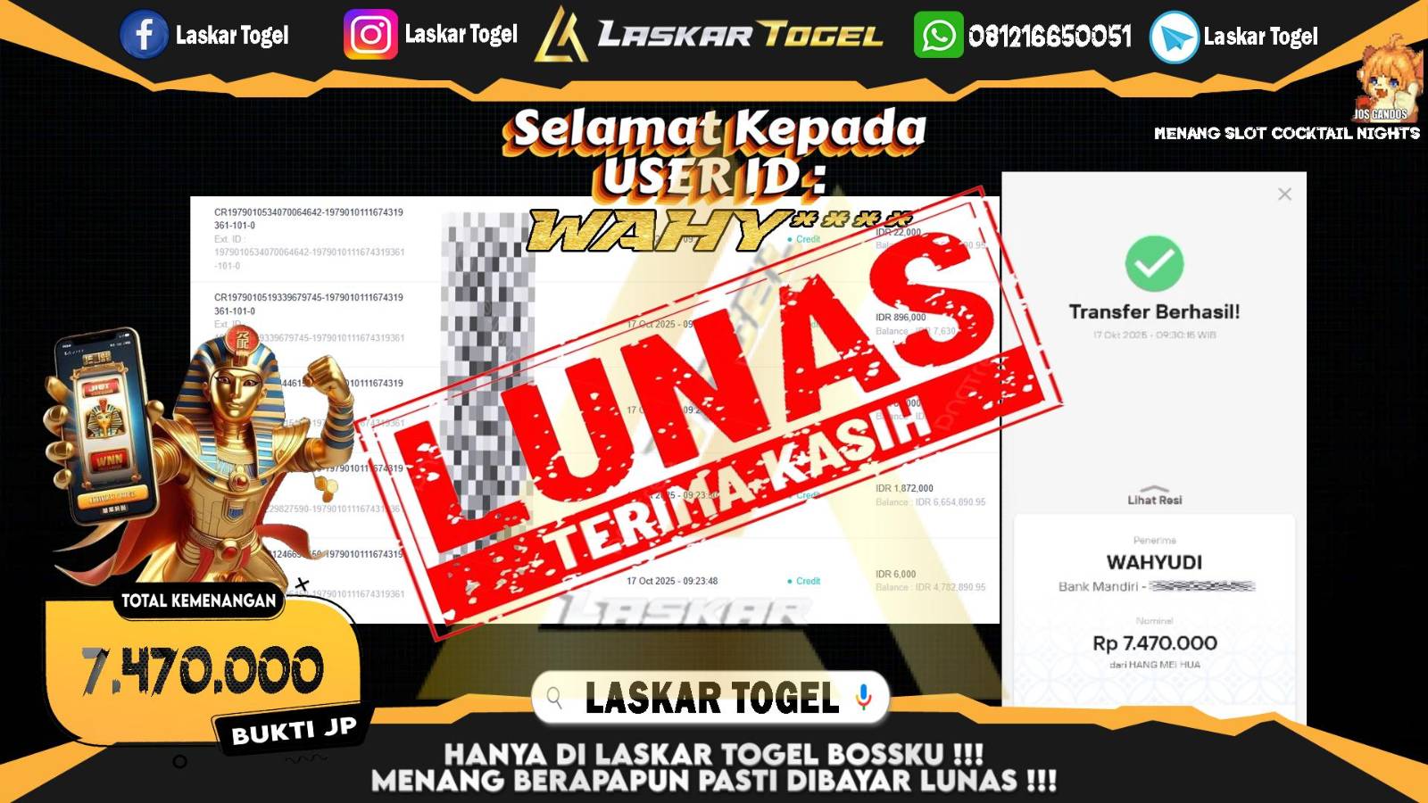 LASKARTOGEL JACKPOT SLOT COCKTAIL NIGHTS Rp.7.470.000,- LUNAS