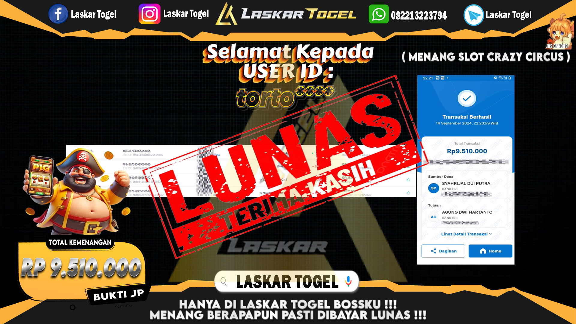 LASKARTOGEL JACKPOT TOGEL TOTO MACAU Rp.5.000.000.,- LUNAS