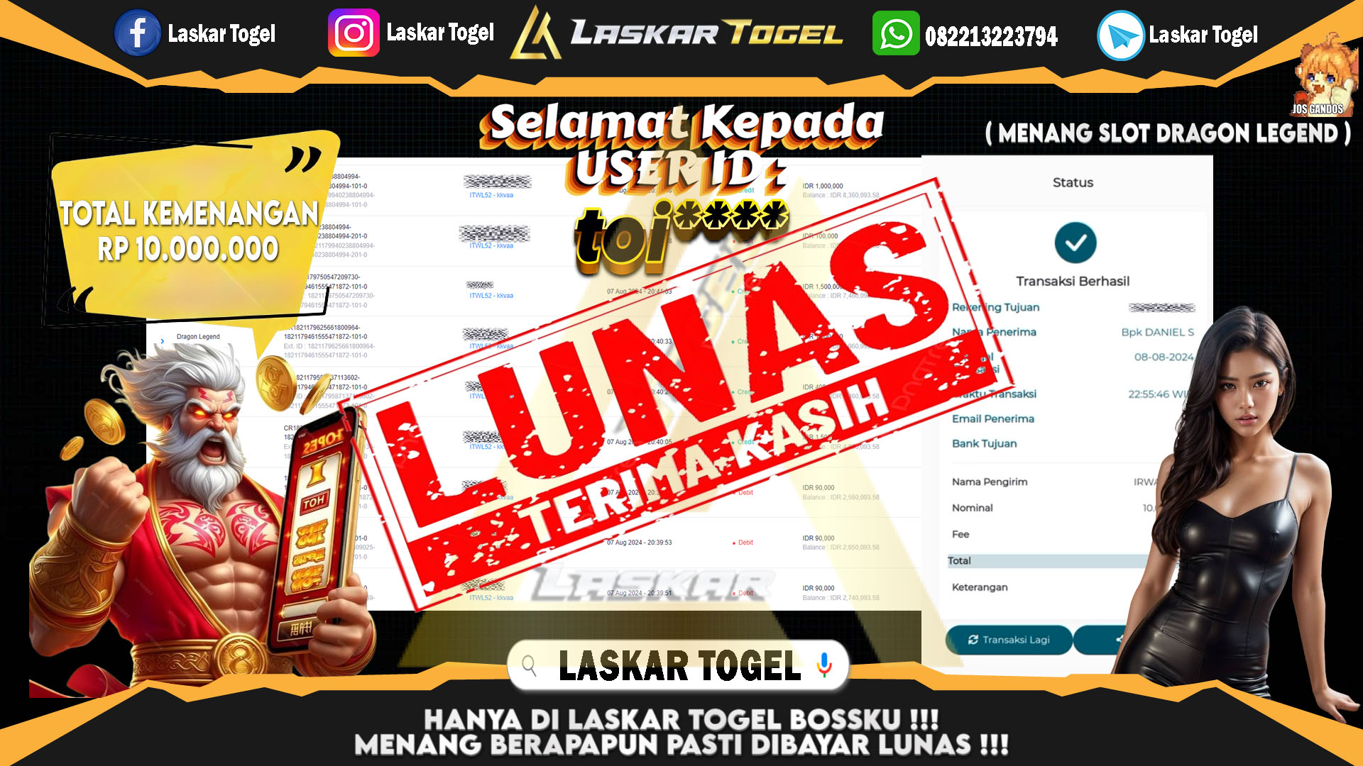 LASKARTOGEL JACKPOT TOGEL TOTO MACAU Rp.5.000.000.,- LUNAS