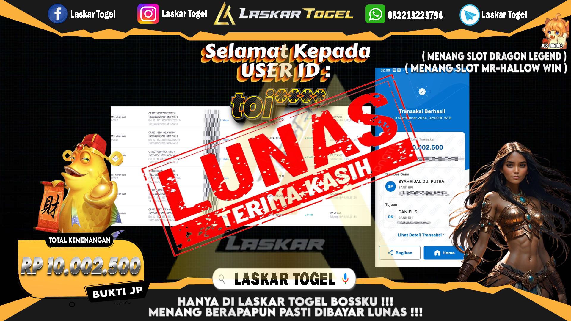 LASKARTOGEL JACKPOT TOGEL TOTO MACAU Rp.5.000.000.,- LUNAS