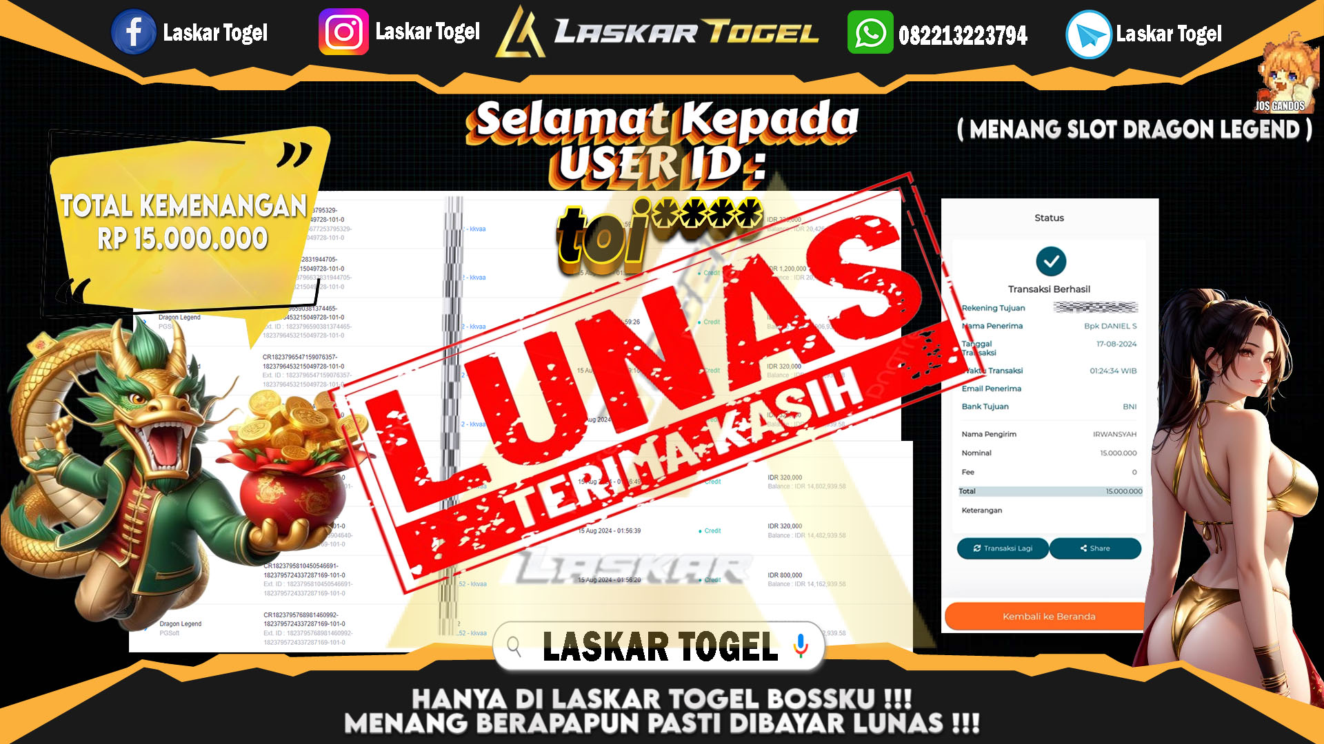 LASKARTOGEL JACKPOT TOGEL TOTO MACAU Rp.5.000.000.,- LUNAS