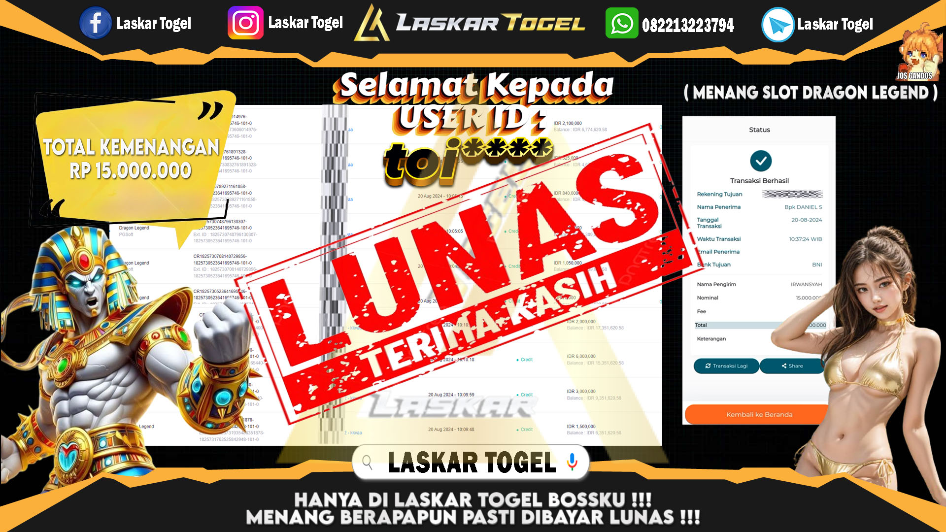 LASKARTOGEL JACKPOT TOGEL TOTO MACAU Rp.5.000.000.,- LUNAS