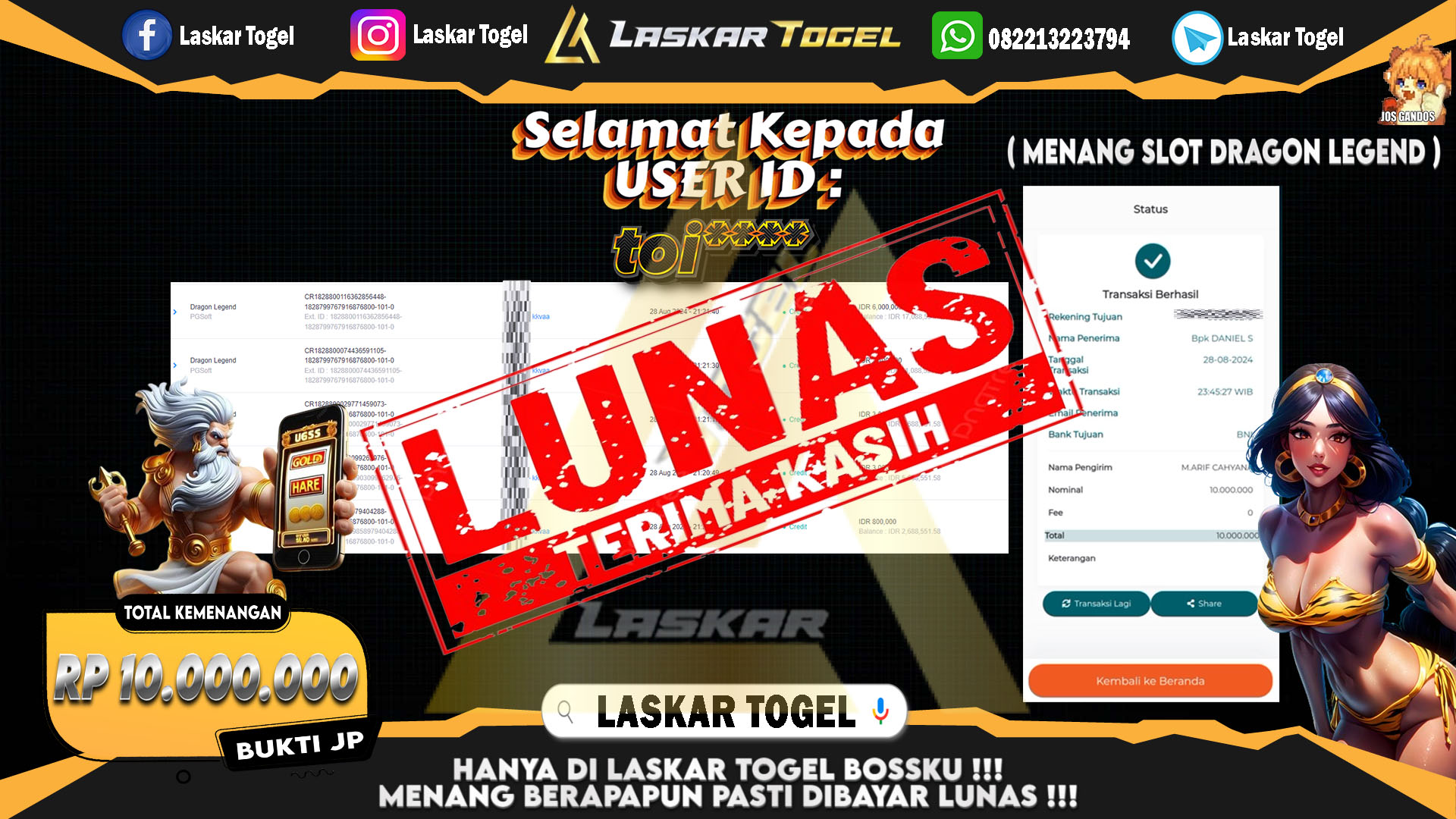 LASKARTOGEL JACKPOT TOGEL TOTO MACAU Rp.5.000.000.,- LUNAS