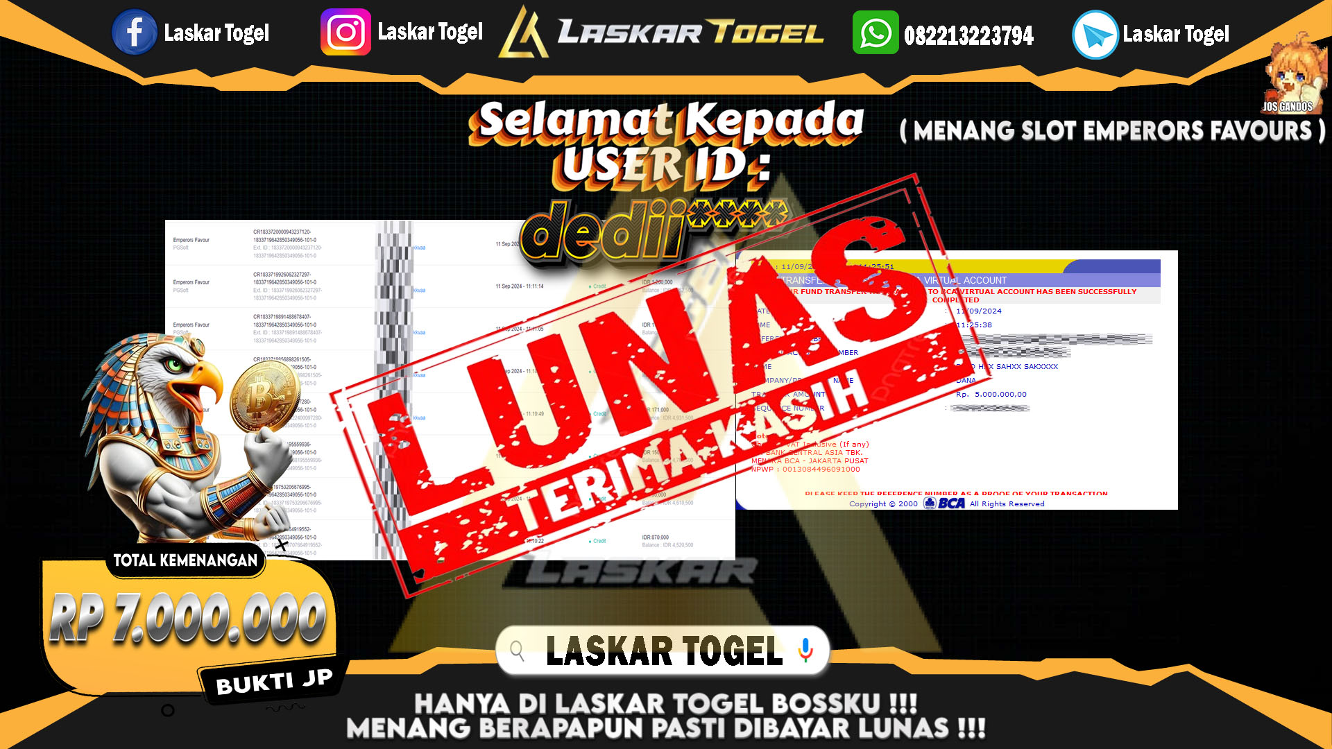 LASKARTOGEL JACKPOT TOGEL TOTO MACAU Rp.5.000.000.,- LUNAS