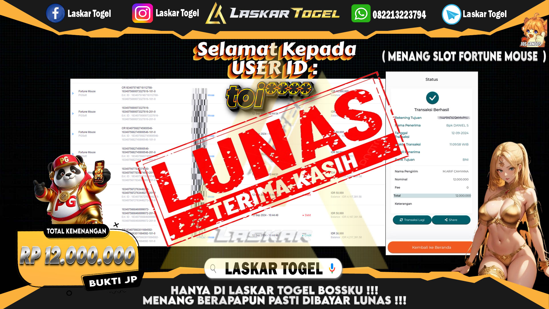 LASKARTOGEL JACKPOT TOGEL TOTO MACAU Rp.5.000.000.,- LUNAS