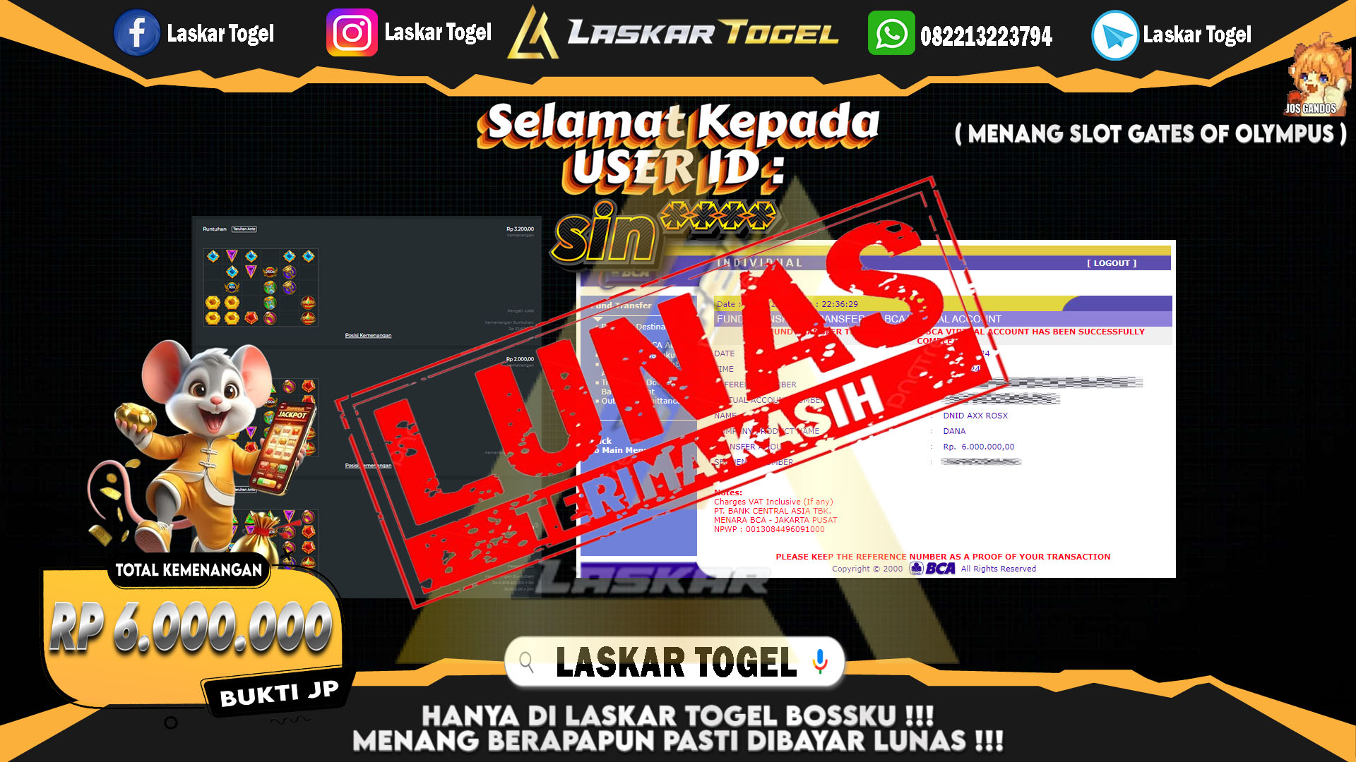 LASKARTOGEL JACKPOT TOGEL TOTO MACAU Rp.5.000.000.,- LUNAS