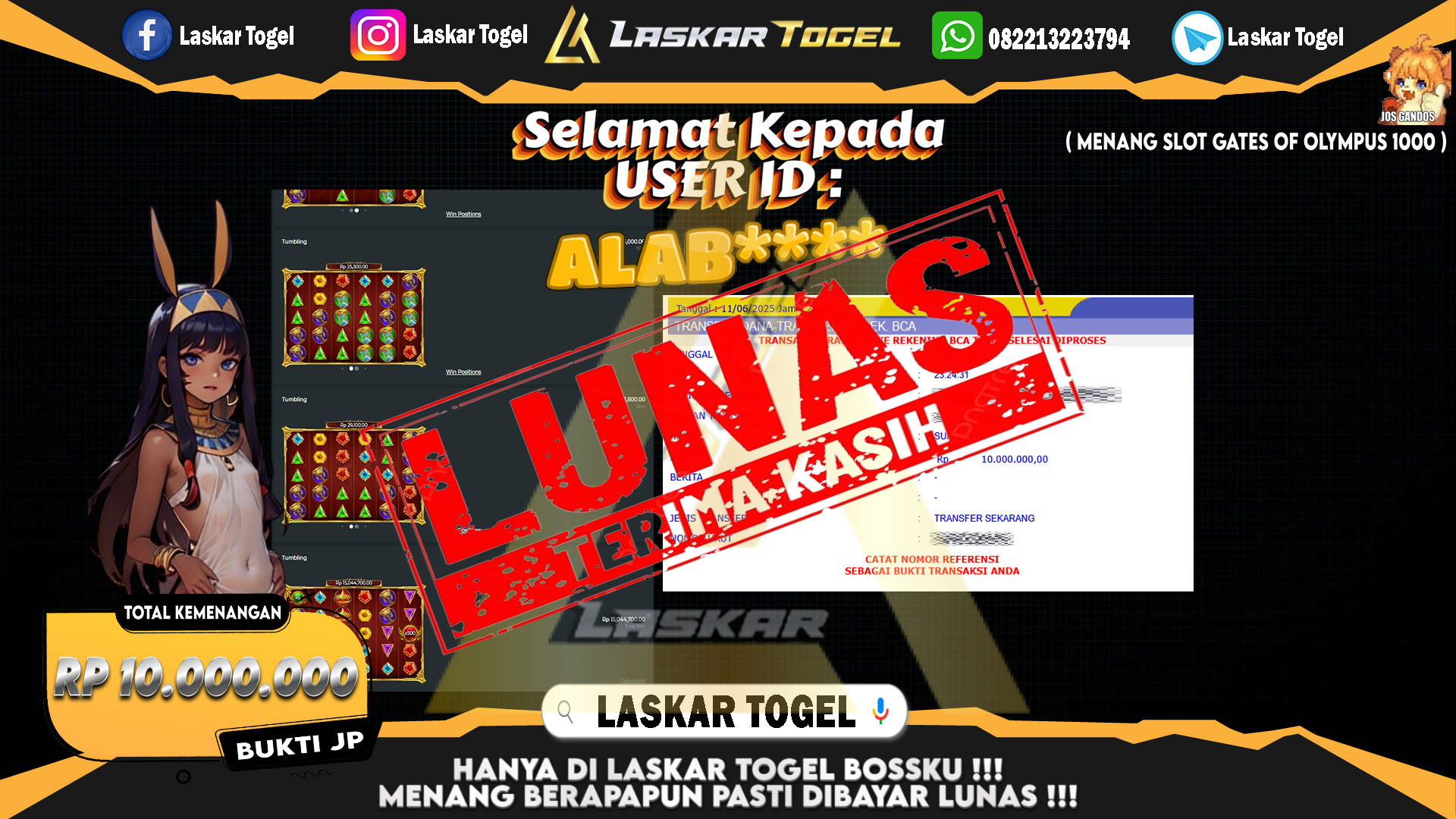 LASKARTOGEL JACKPOT SLOT GATES OF OLYMPUS 1000 Rp.10.000.000.,- LUNAS