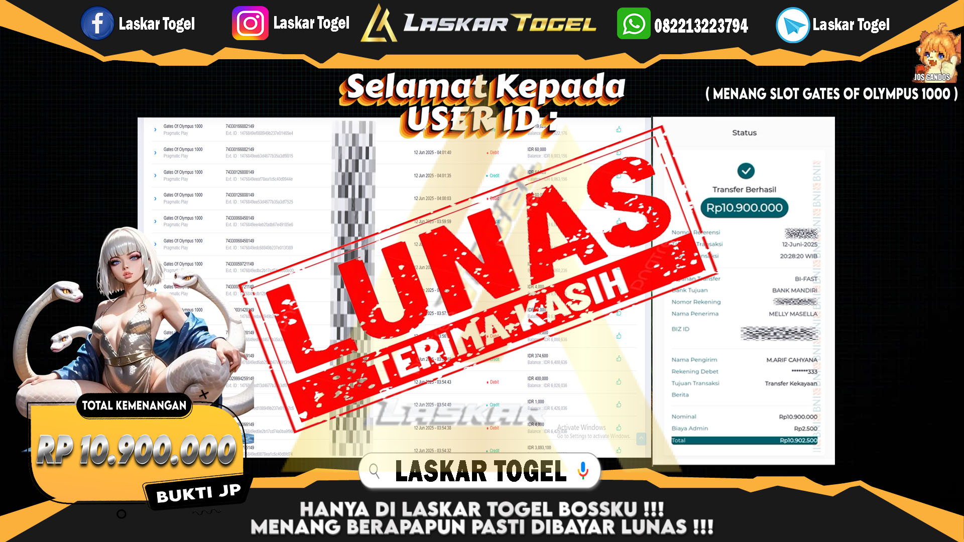 LASKARTOGEL JACKPOT SLOT GATES OF OLYMPUS 1000 Rp.10.900.000.,- LUNAS