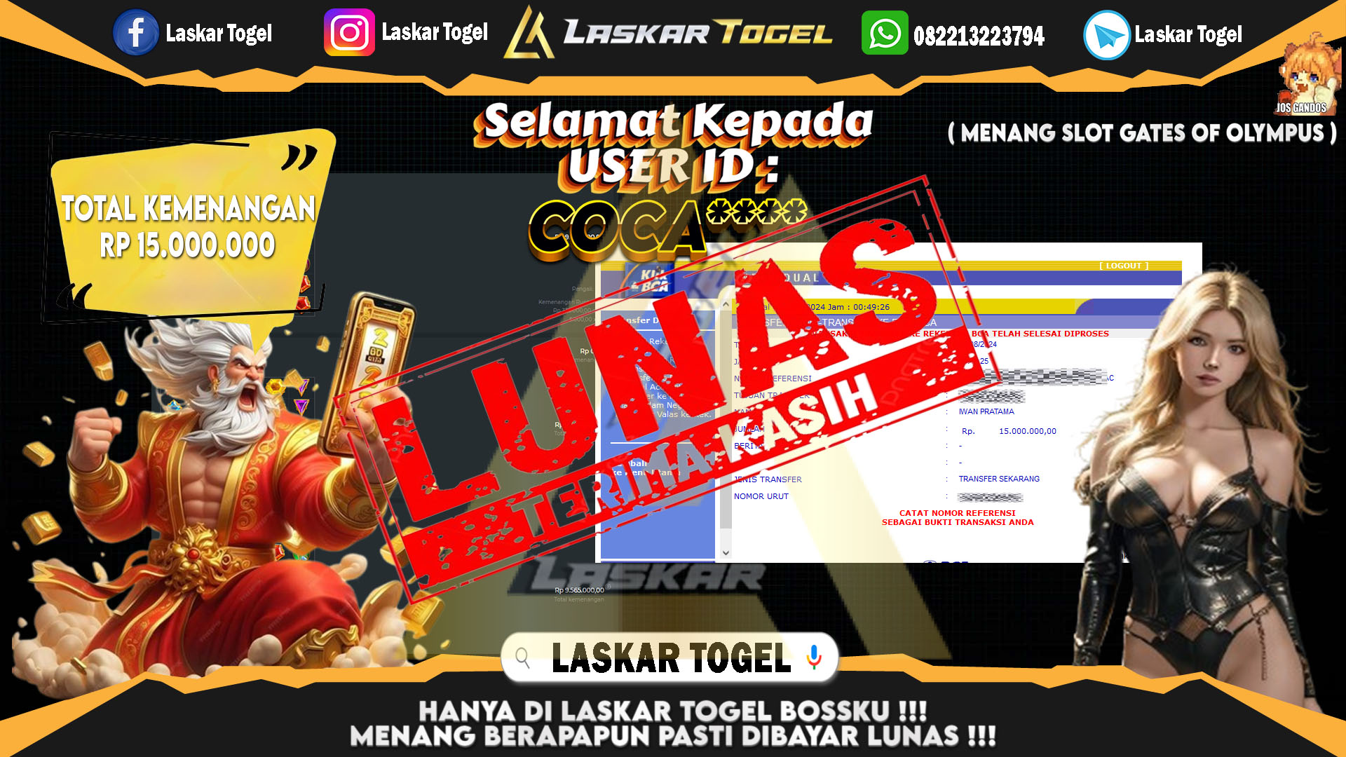 LASKARTOGEL JACKPOT TOGEL TOTO MACAU Rp.5.000.000.,- LUNAS