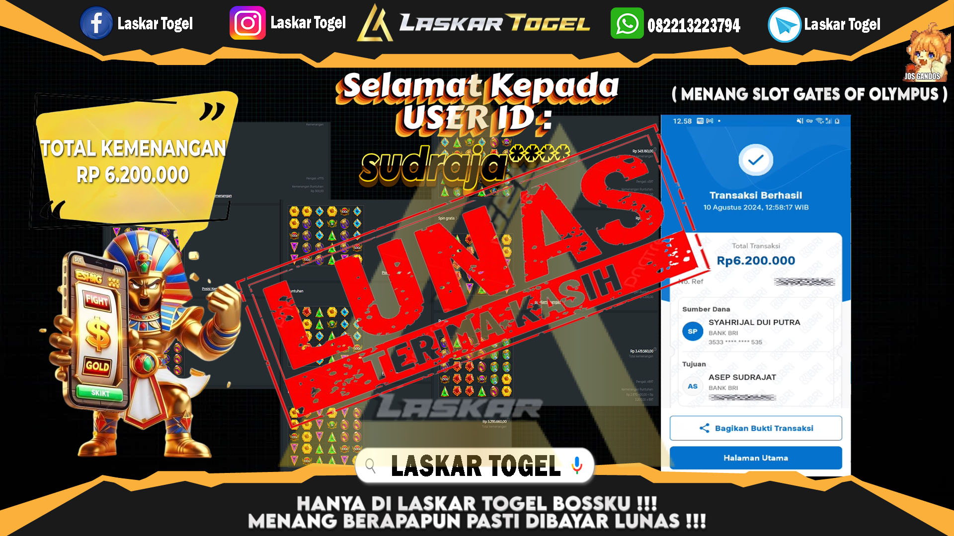 LASKARTOGEL JACKPOT TOGEL TOTO MACAU Rp.5.000.000.,- LUNAS