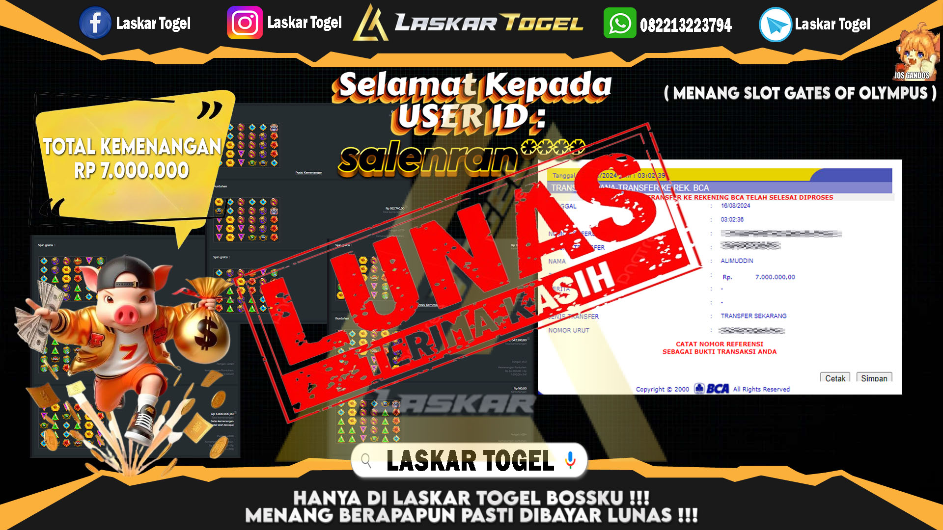 LASKARTOGEL JACKPOT TOGEL TOTO MACAU Rp.5.000.000.,- LUNAS