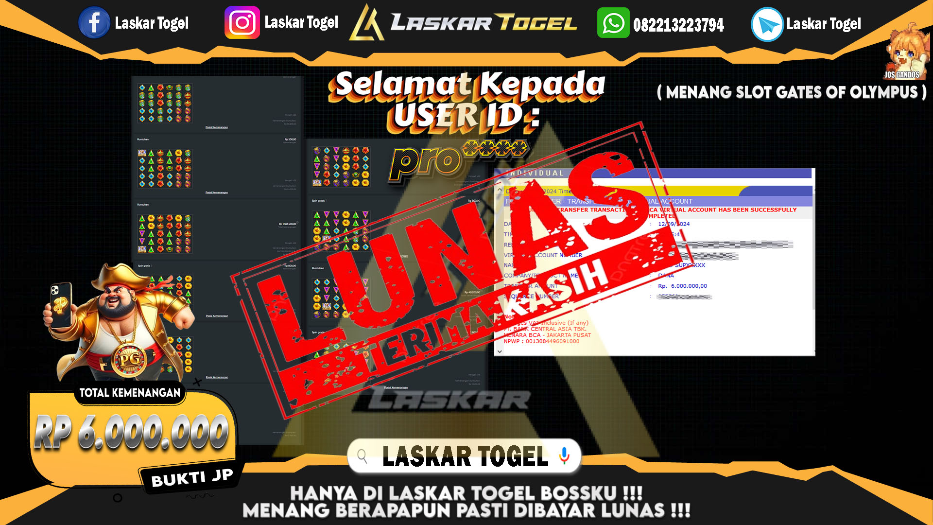 LASKARTOGEL JACKPOT TOGEL TOTO MACAU Rp.5.000.000.,- LUNAS