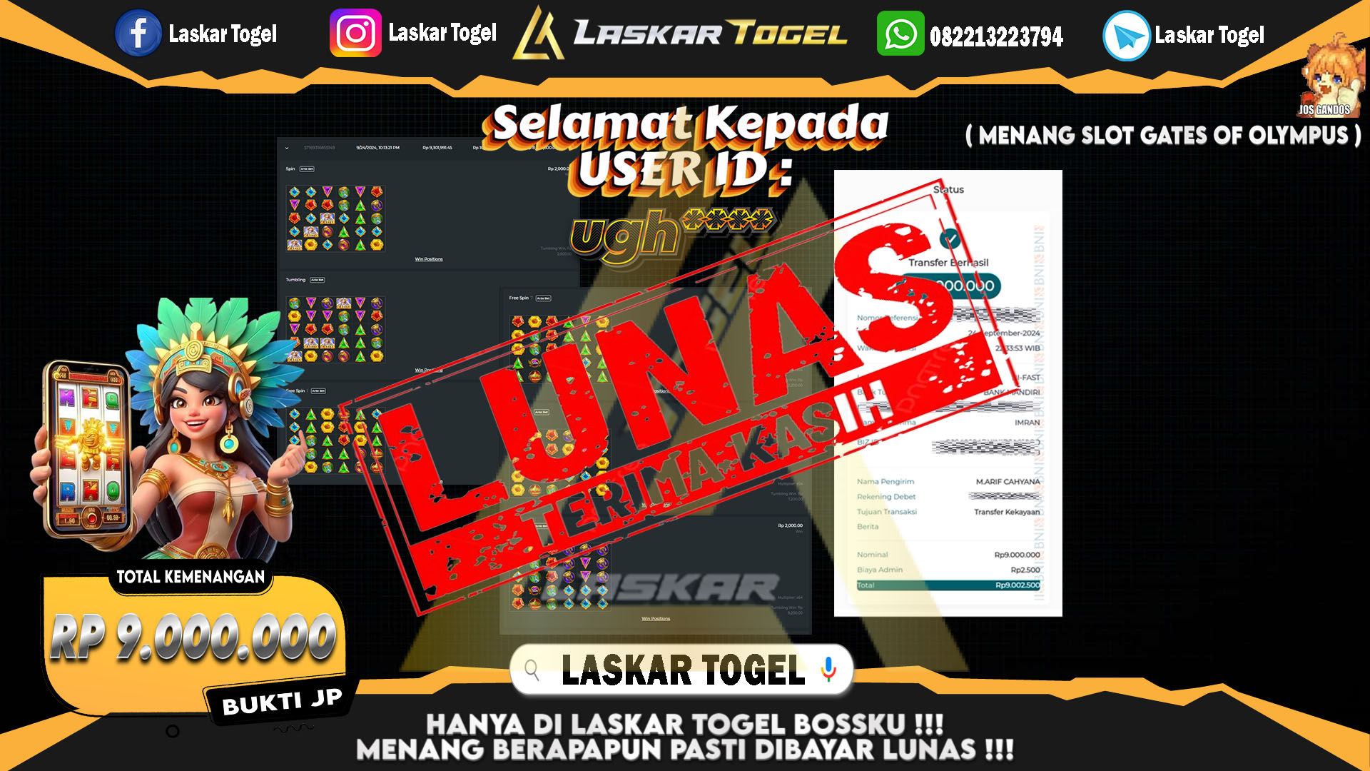 LASKARTOGEL JACKPOT TOGEL TOTO MACAU Rp.5.000.000.,- LUNAS