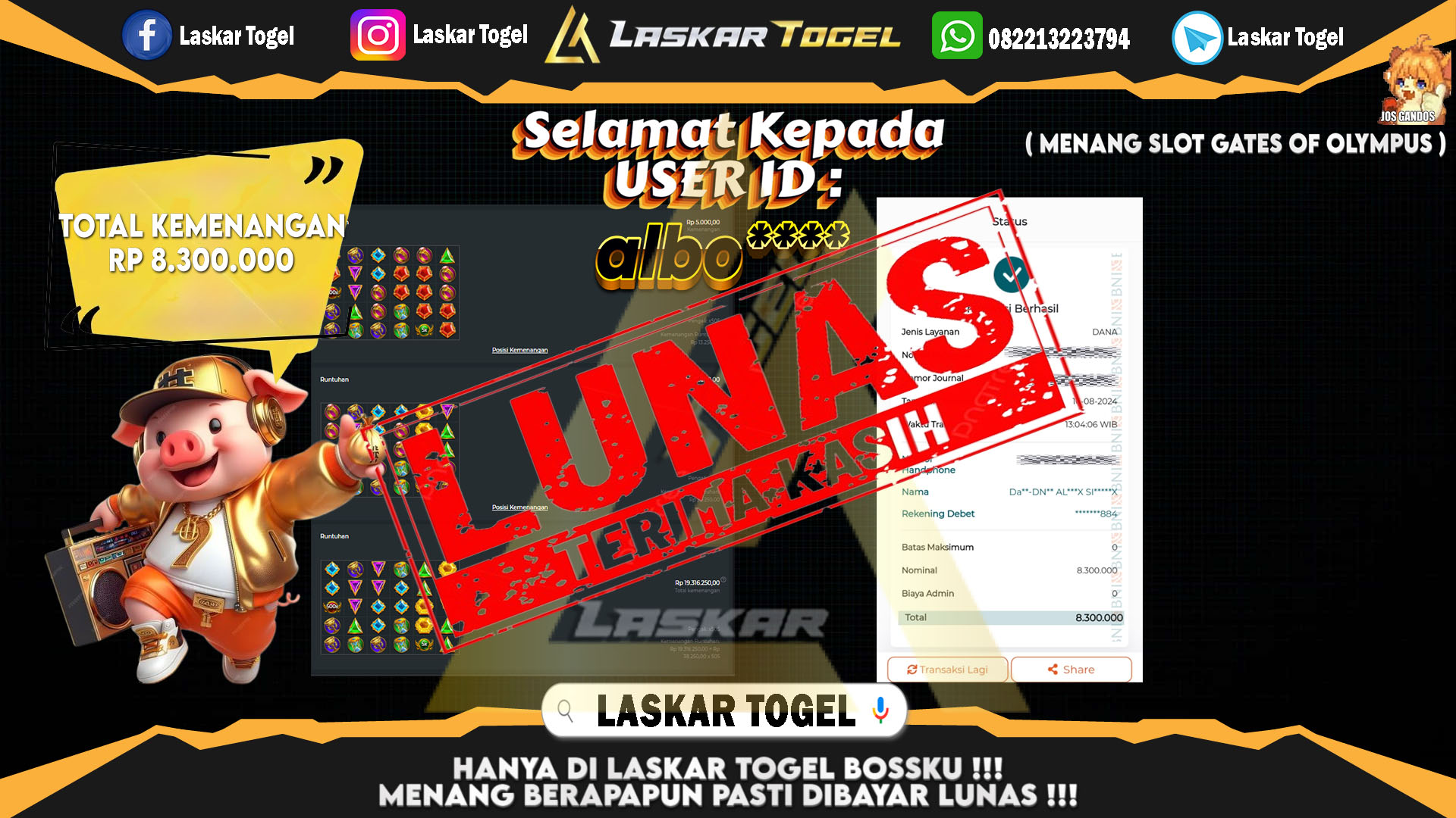 LASKARTOGEL JACKPOT TOGEL TOTO MACAU Rp.5.000.000.,- LUNAS