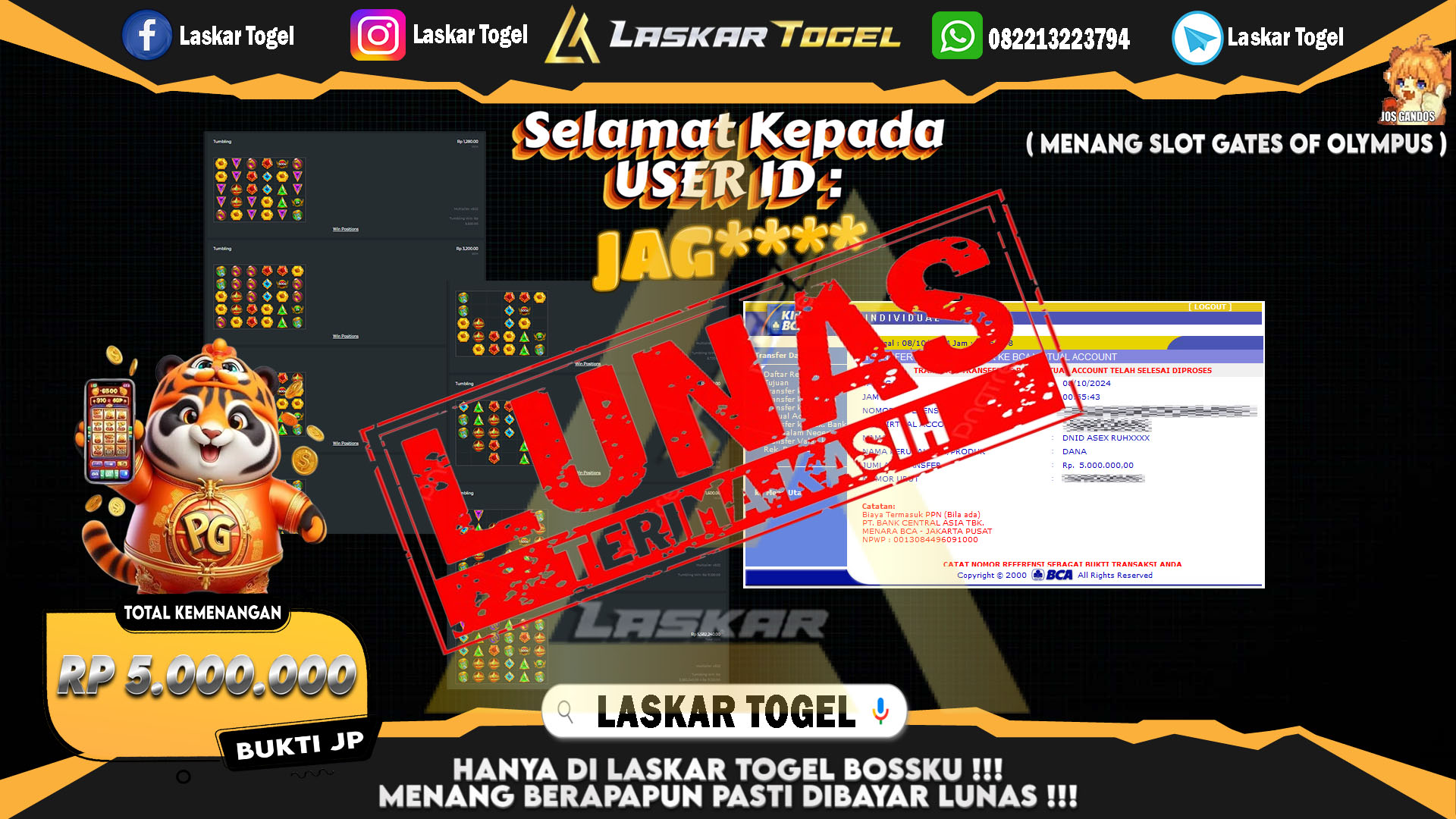 LASKARTOGEL JACKPOT SLOT GATES OF OLYMPUS Rp.5.000.000.,- LUNAS