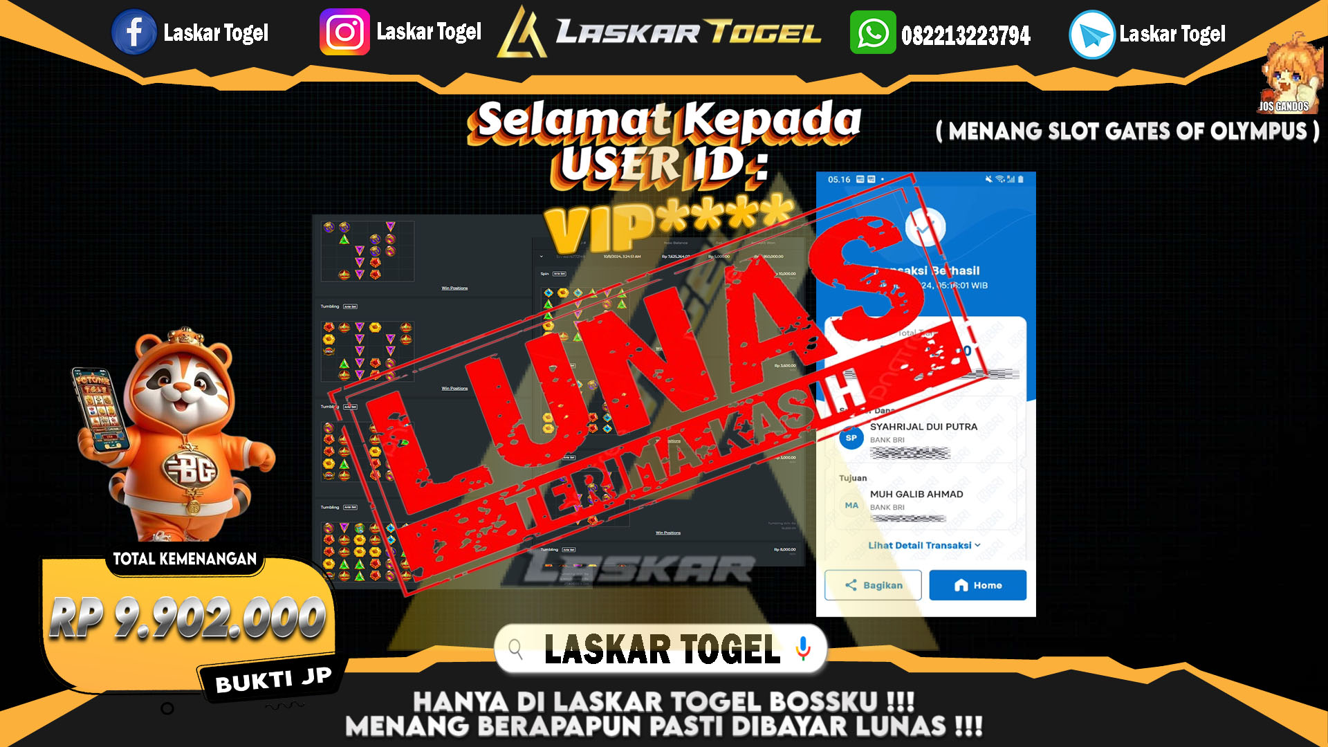 LASKARTOGEL JACKPOT SLOT GATES OF OLYMPUS Rp.9.902.000.,- LUNAS