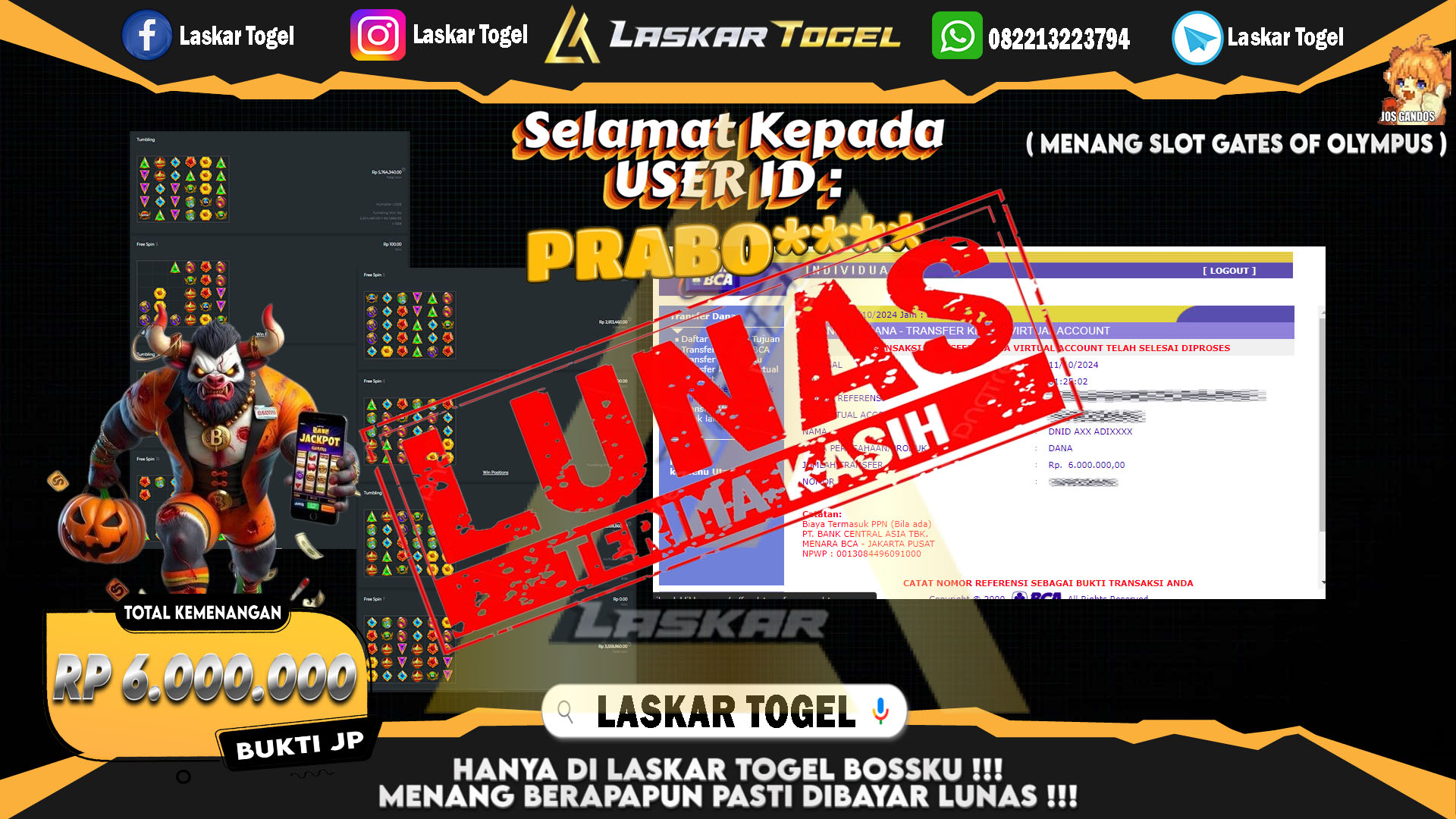 LASKARTOGEL JACKPOT 24D SPIN Rp.9.200.000.,- LUNAS