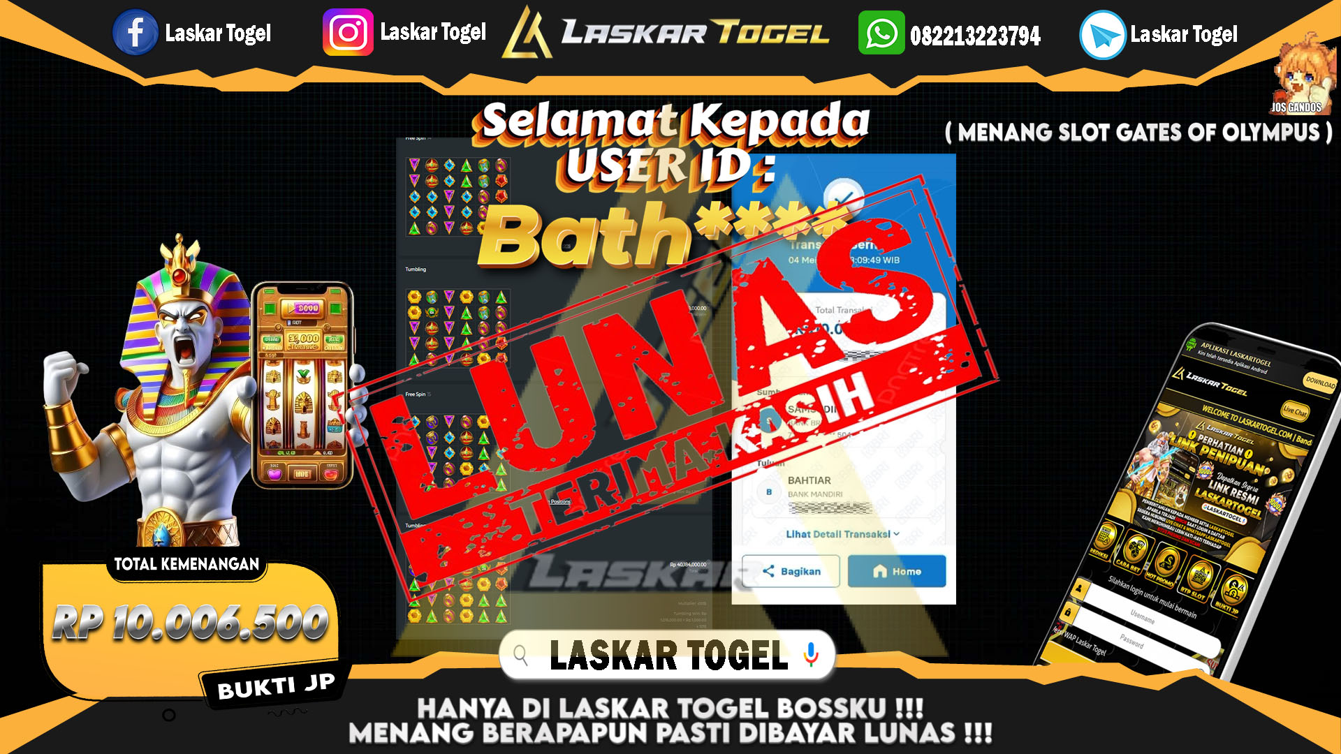 LASKARTOGEL JACKPOT SLOT GATES OF OLYMPUS Rp.10.006.500.,- LUNAS