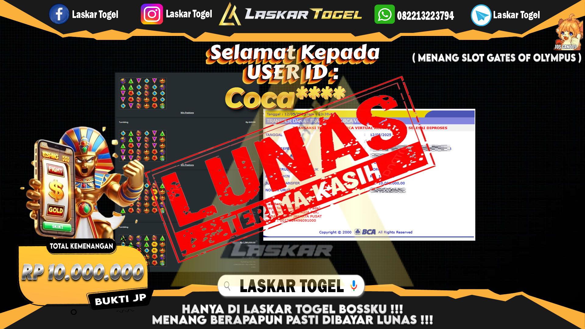 LASKARTOGEL JACKPOT SLOT GATES OF OLYMPUS Rp.10.000.000.,- LUNAS