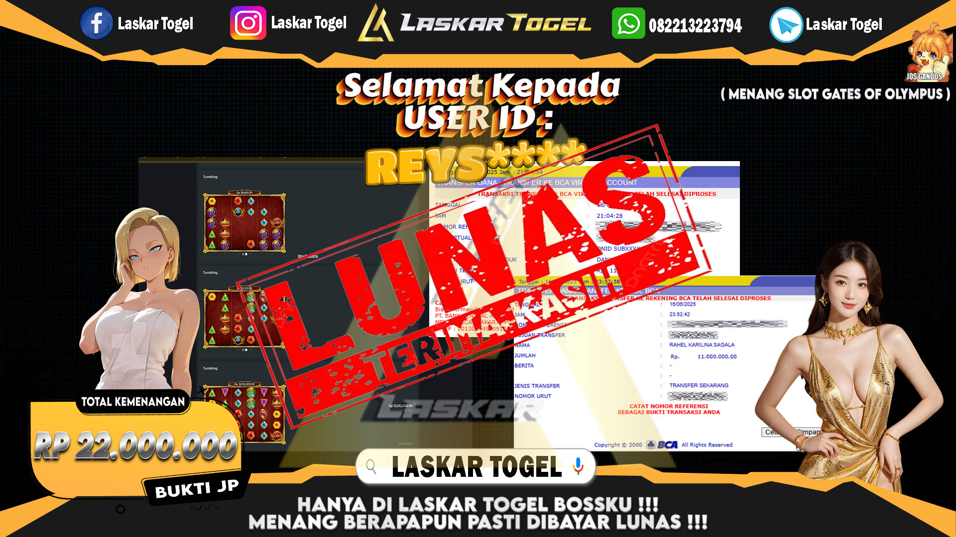 LASKARTOGEL JACKPOT SLOT GATES OF OLYMPUS Rp.22.000.000.,- LUNAS