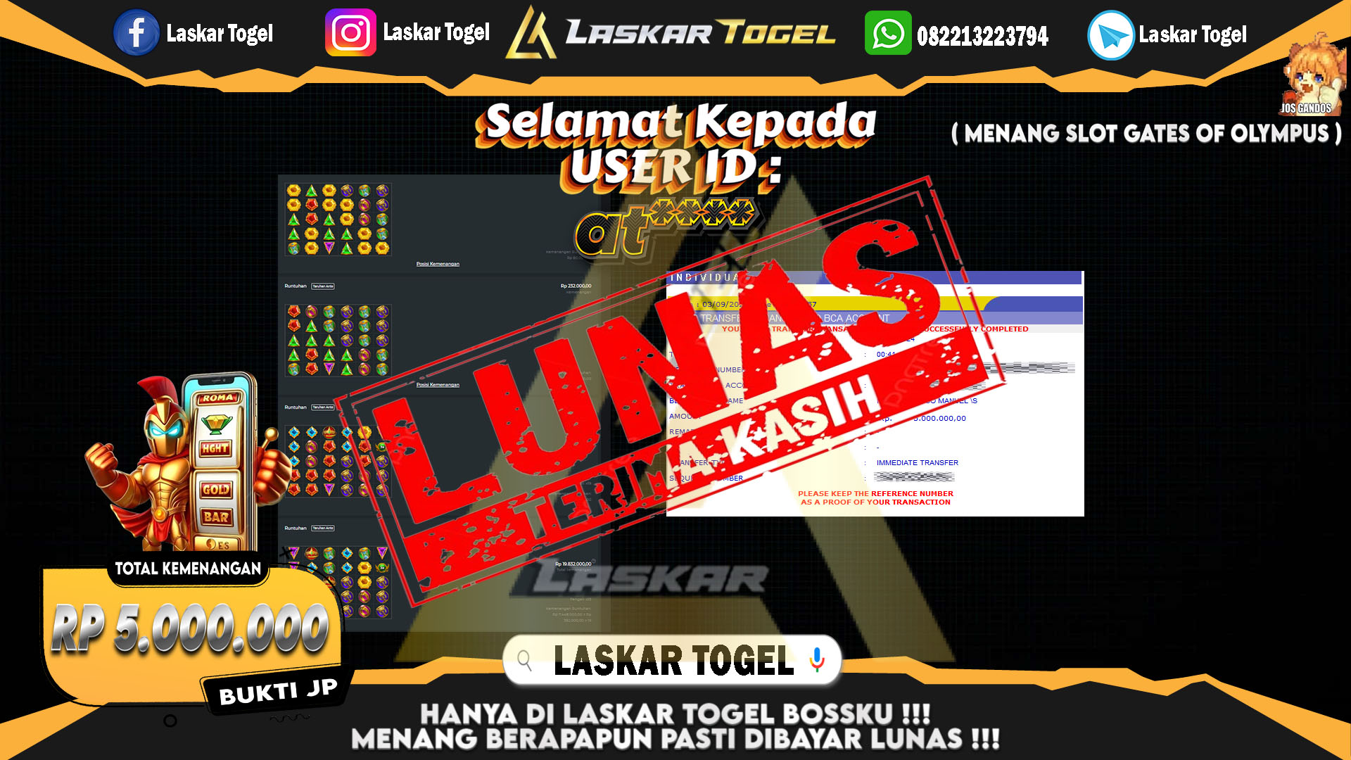 LASKARTOGEL JACKPOT TOGEL TOTO MACAU Rp.5.000.000.,- LUNAS