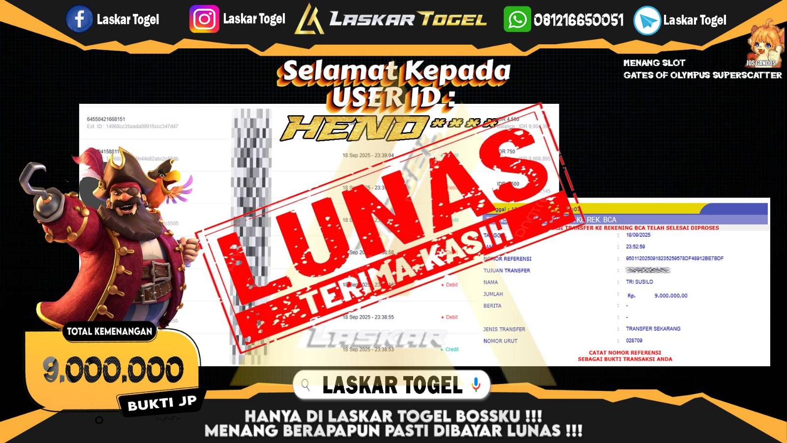 LASKARTOGEL JACKPOT SLOT GATES OF OLYMPUS SUPER SCATTER Rp.9.000.000,- LUNAS