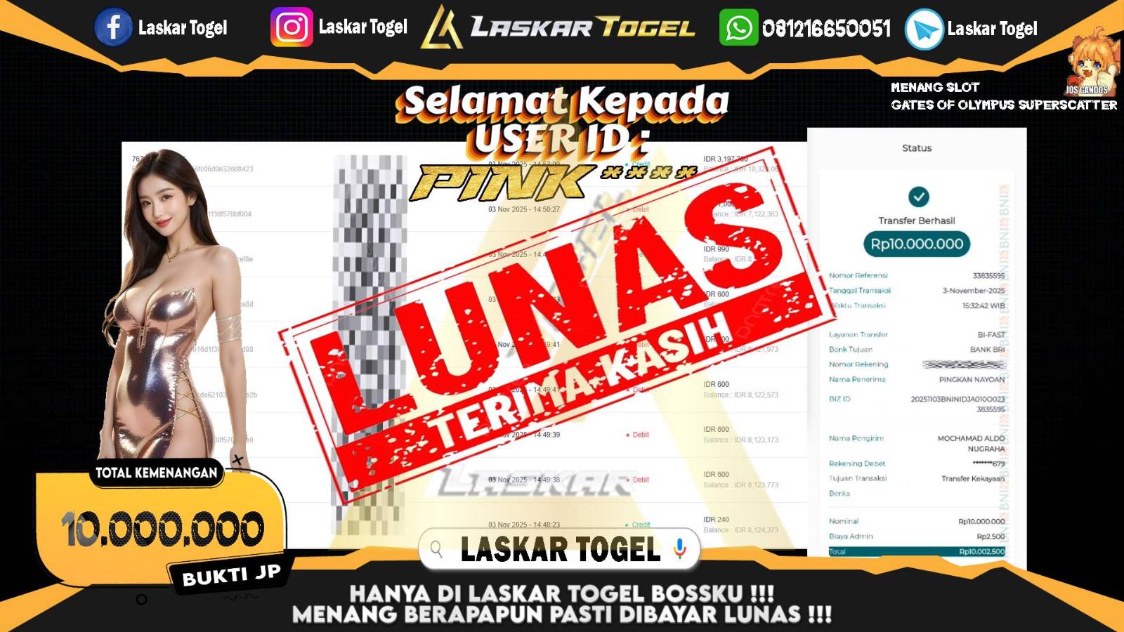 LASKARTOGEL JACKPOT SLOT GATES OF OLYMPUS SUPER SCATTER Rp.10.000.000,- LUNAS