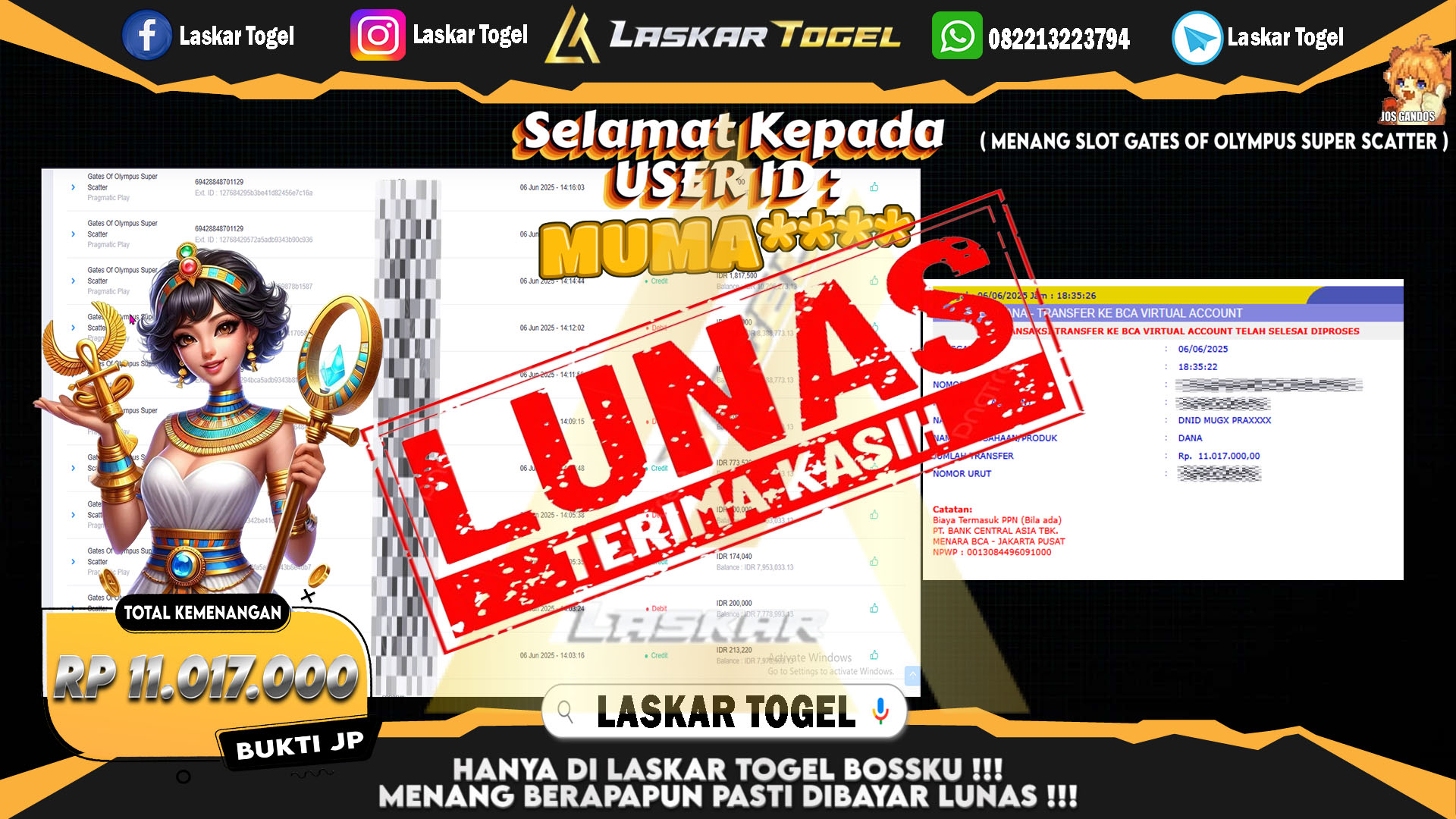 LASKARTOGEL JACKPOT SLOT GATES OF OLYMPUS SUPER SCATTER Rp.11.017.000.,- LUNAS