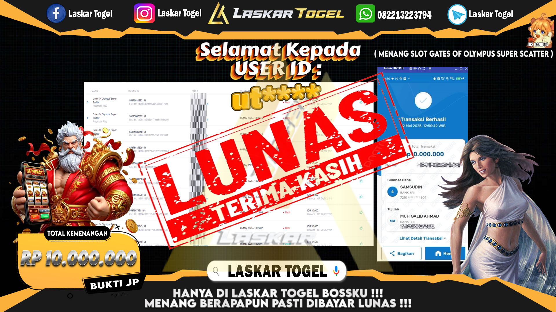 LASKARTOGEL JACKPOT SLOT GATES OF OLYMPUS SUPER SCATTER Rp.10.000.000.,- LUNAS