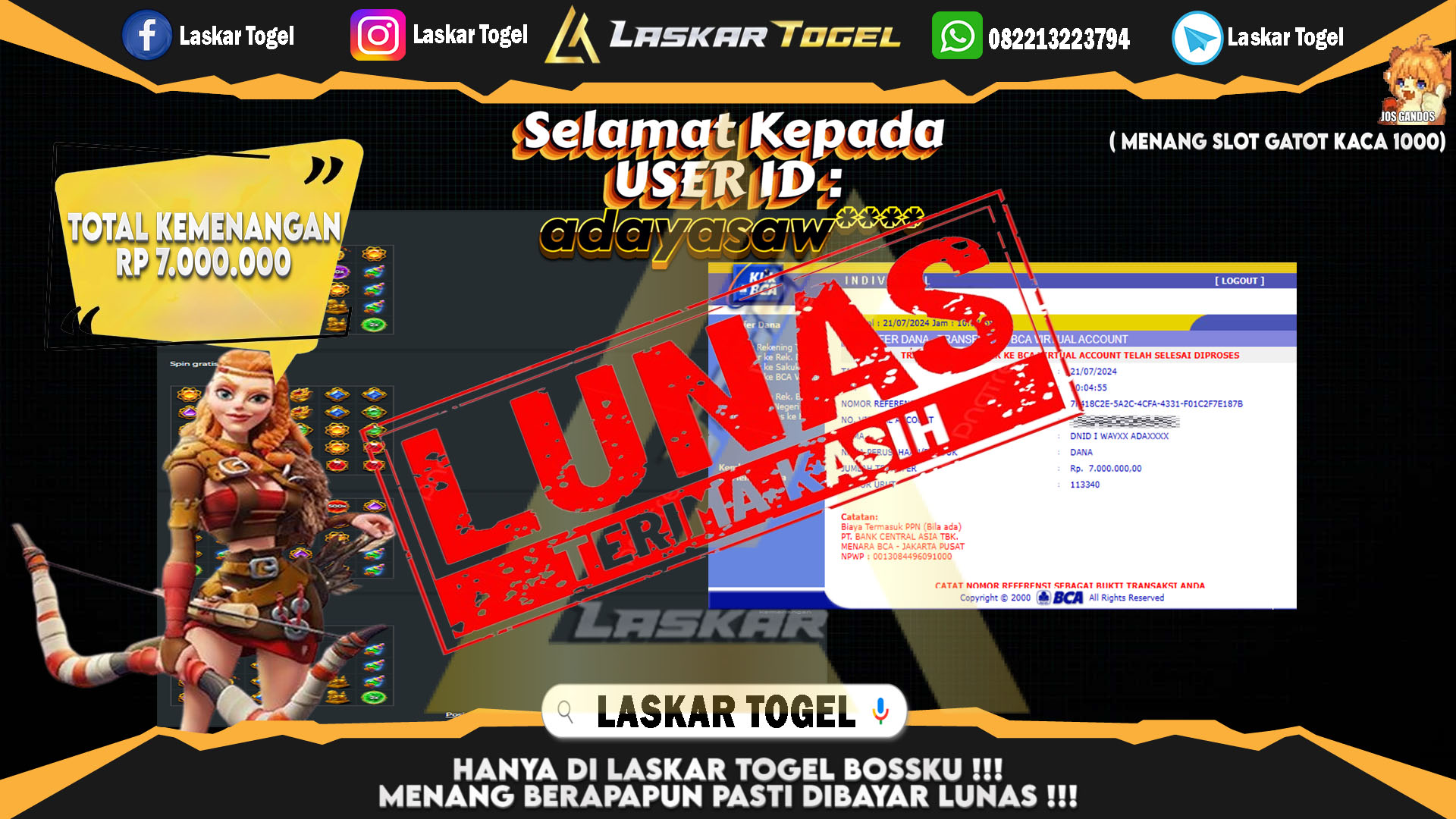 LASKARTOGEL JACKPOT TOGEL TOTO MACAU Rp.5.000.000.,- LUNAS